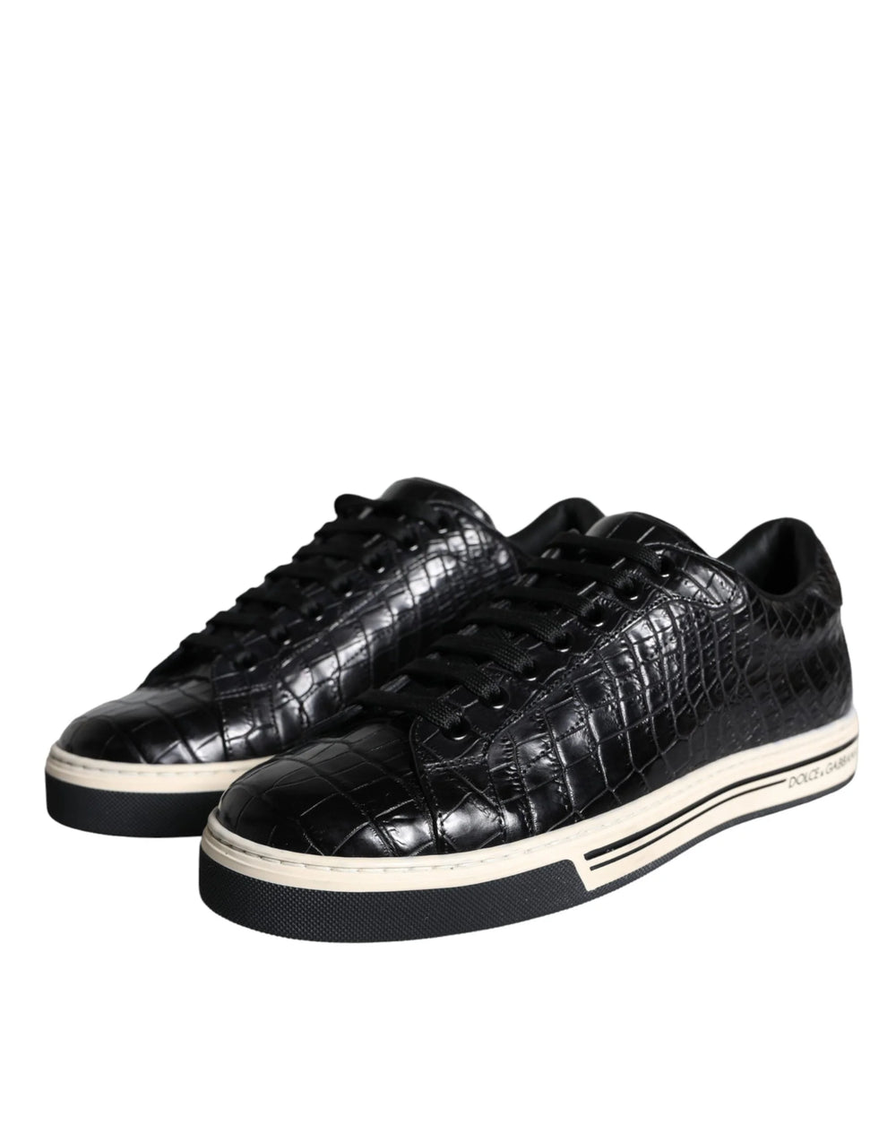 Dolce & Gabbana Black Leather Men Low Top Sneakers Shoes - EU39/US6 - Sneakers