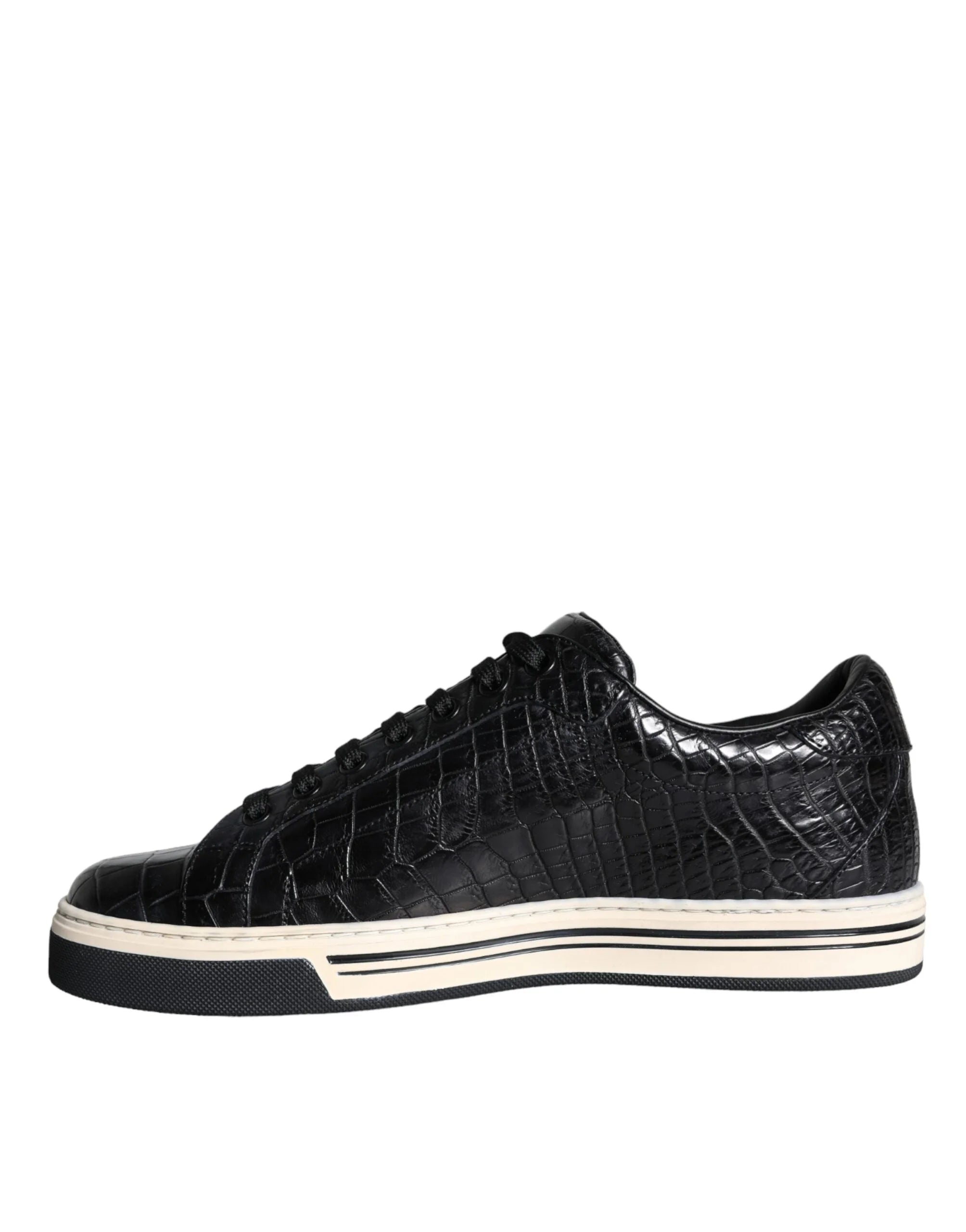 Dolce & Gabbana Black Leather Men Low Top Sneakers Shoes - EU39/US6 - Sneakers