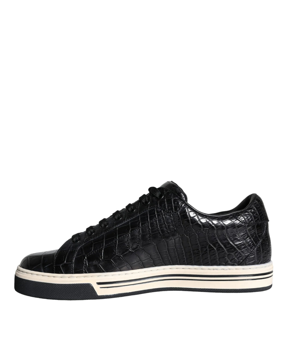 Dolce & Gabbana Black Leather Men Low Top Sneakers Shoes - EU39/US6 - Sneakers