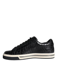 Dolce & Gabbana Black Leather Men Low Top Sneakers Shoes - EU39/US6 - Sneakers