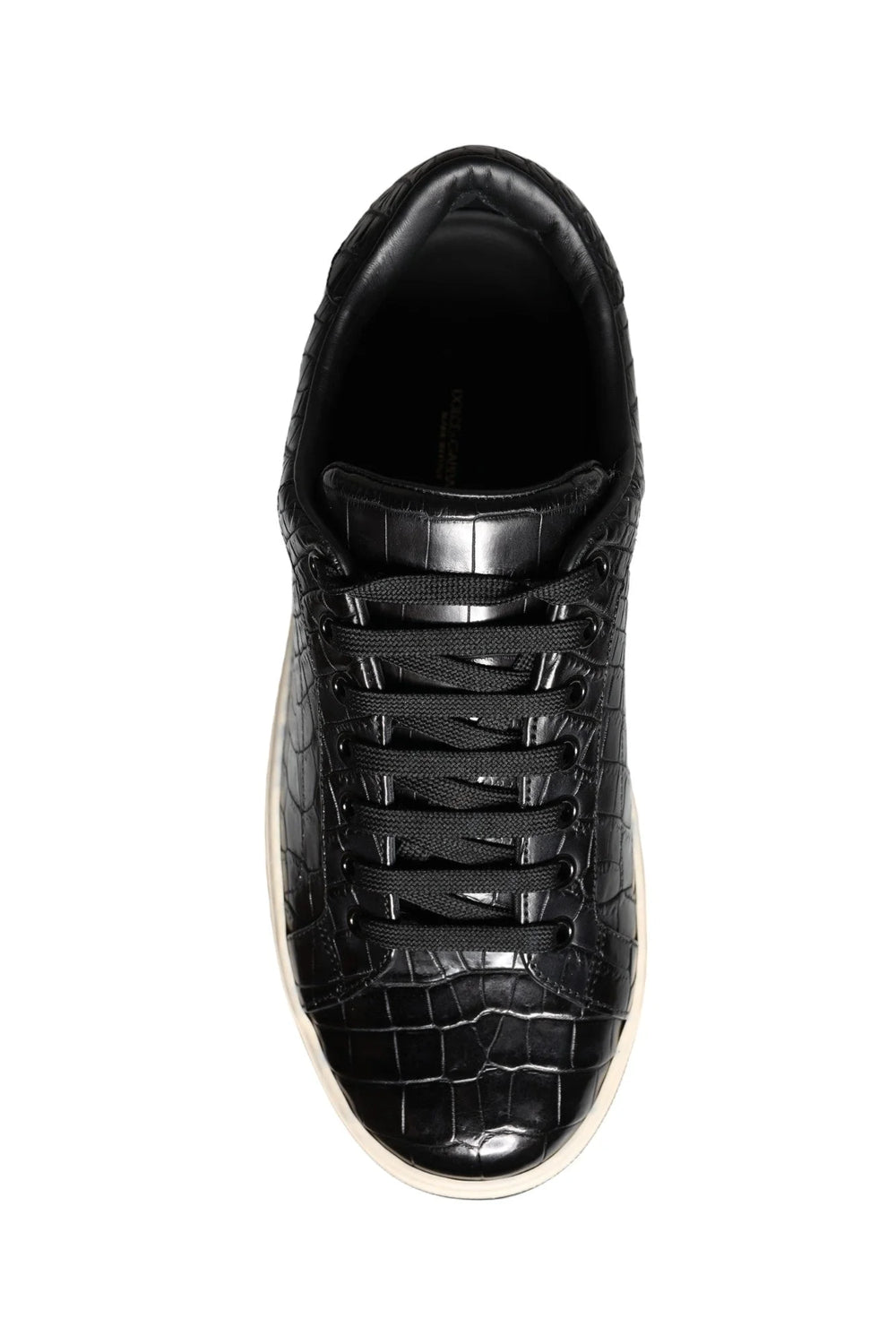Dolce & Gabbana Black Leather Men Low Top Sneakers Shoes - EU39/US6 - Sneakers
