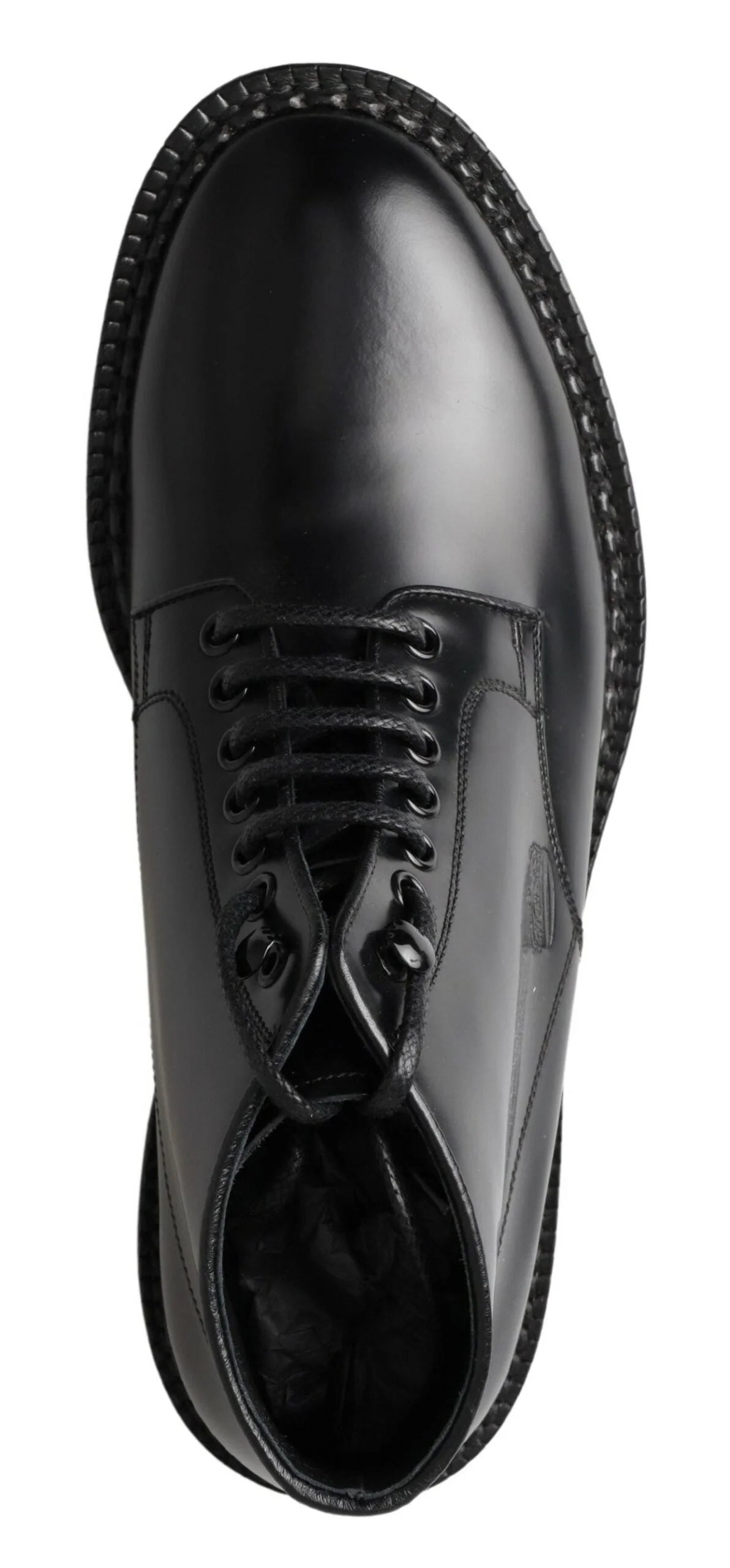 Dolce & Gabbana Black Leather Men Short Boots Lace Up Shoes - EU39/US6 - Boots