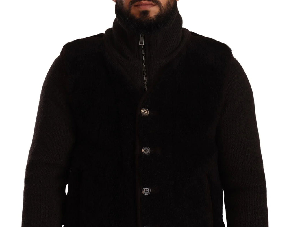Dolce & Gabbana Black Leather Mens Turtle Neck Coat Jacket - IT48 | M - Bomber Jackets