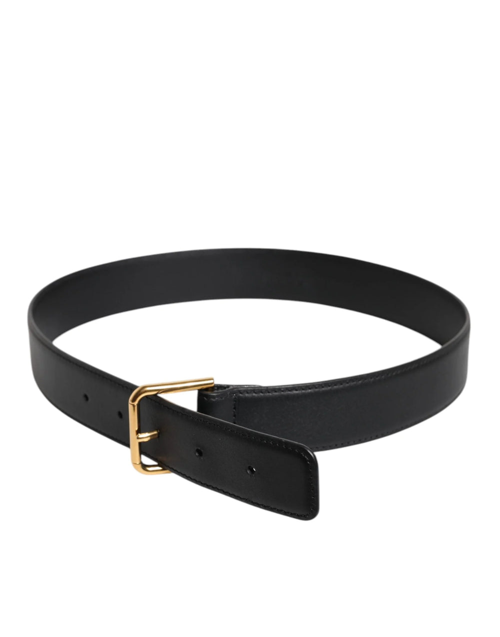 Dolce & Gabbana Black Leather Metal Buckle Classic Belt - 70 cm / 28 Inches - Belts