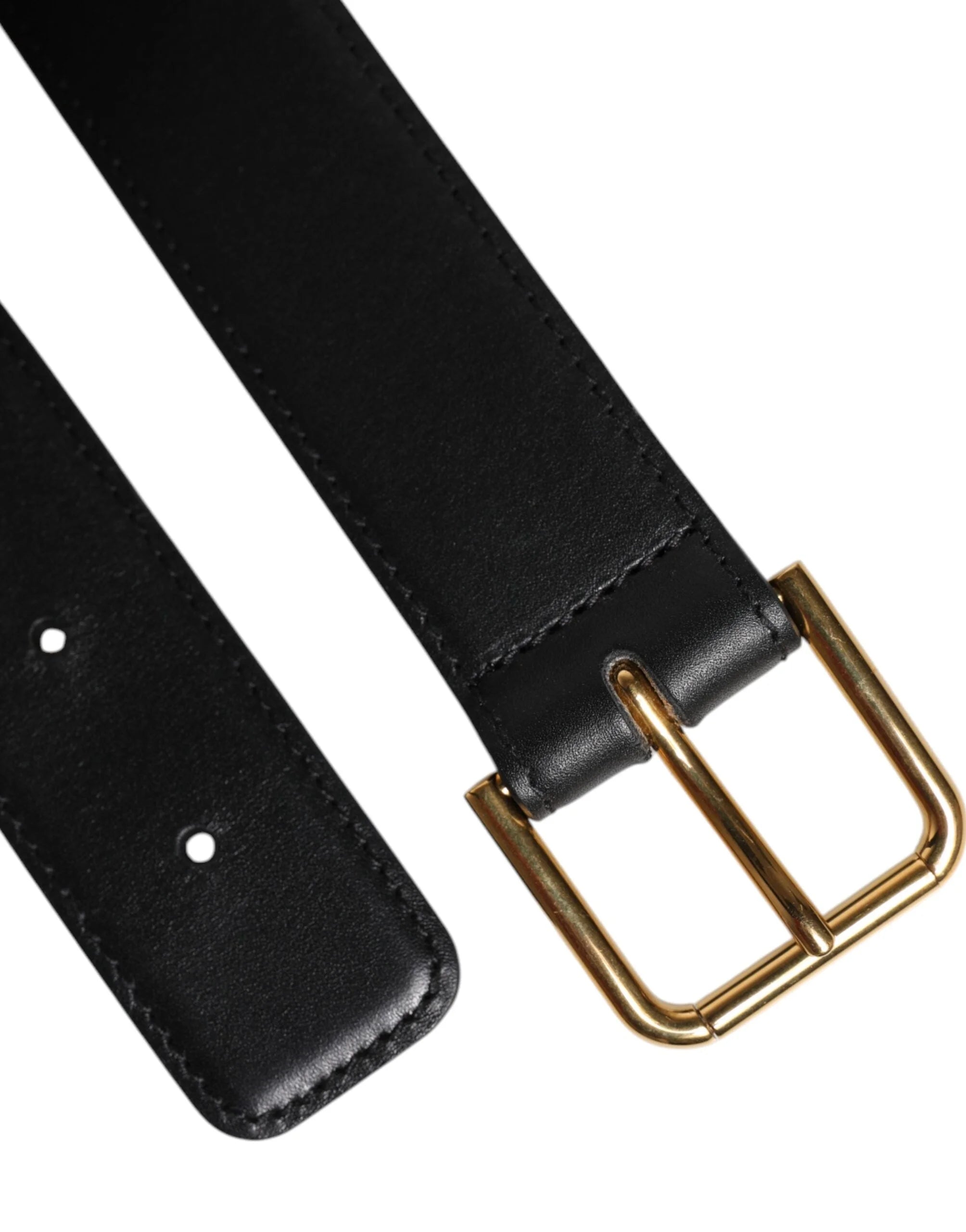 Dolce & Gabbana Black Leather Metal Buckle Classic Belt - 70 cm / 28 Inches - Belts