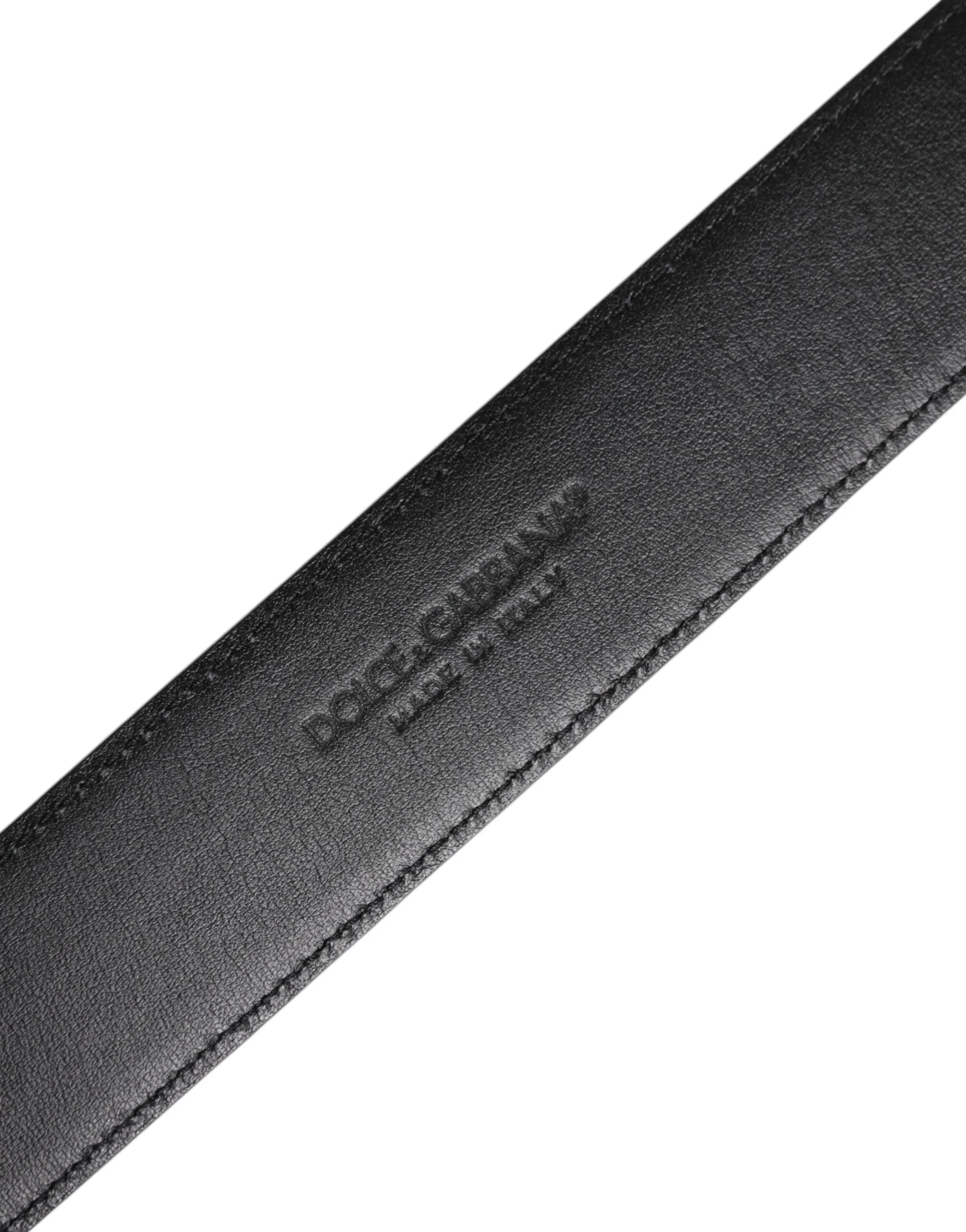 Dolce & Gabbana Black Leather Metal Buckle Classic Belt - 70 cm / 28 Inches - Belts