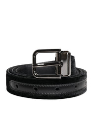 Dolce & Gabbana Black Leather Metal Buckle Classic Belt - 85 cm / 34 Inches - Belts