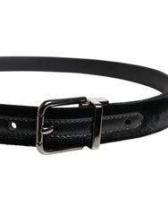 Dolce & Gabbana Black Leather Metal Buckle Classic Belt - 85 cm / 34 Inches - Belts