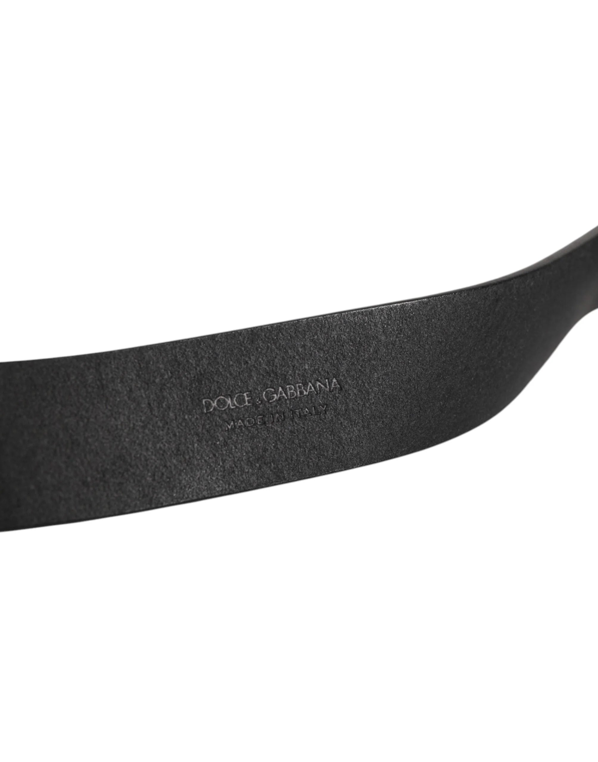 Dolce & Gabbana Black Leather Metal Buckle Classic Men Belt - 90 cm / 36 Inches - Belts