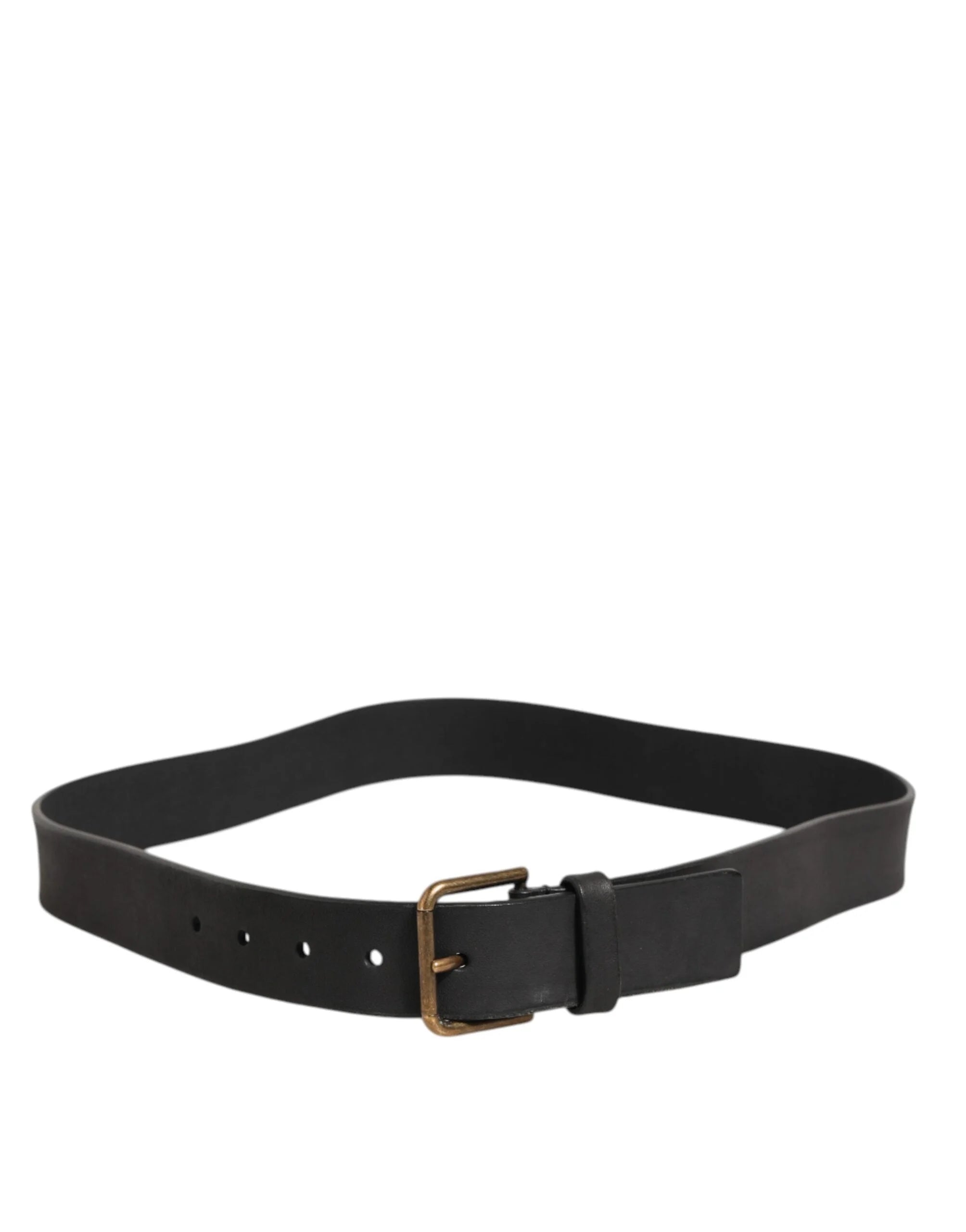 Dolce & Gabbana Black Leather Metal Buckle Classic Men Belt - 90 cm / 36 Inches - Belts