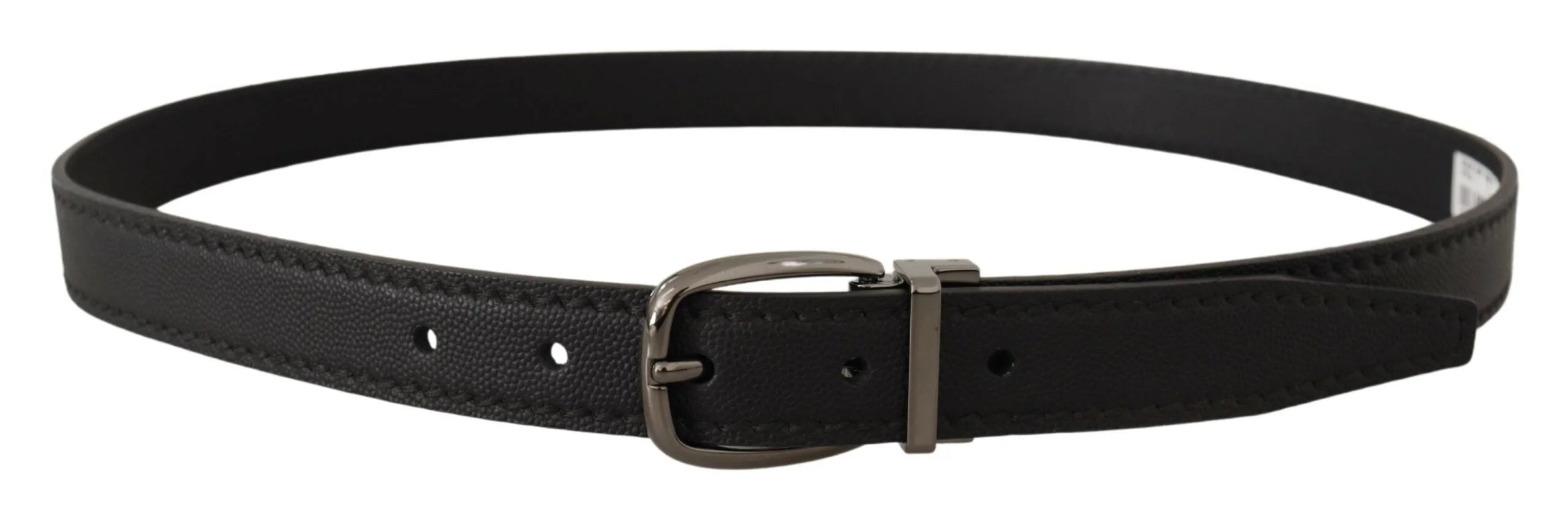 Dolce & Gabbana Black Leather Metal Logo Buckle Belt - 95 cm / 38 Inches - Belts
