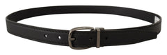 Dolce & Gabbana Black Leather Metal Logo Buckle Belt - 95 cm / 38 Inches - Belts