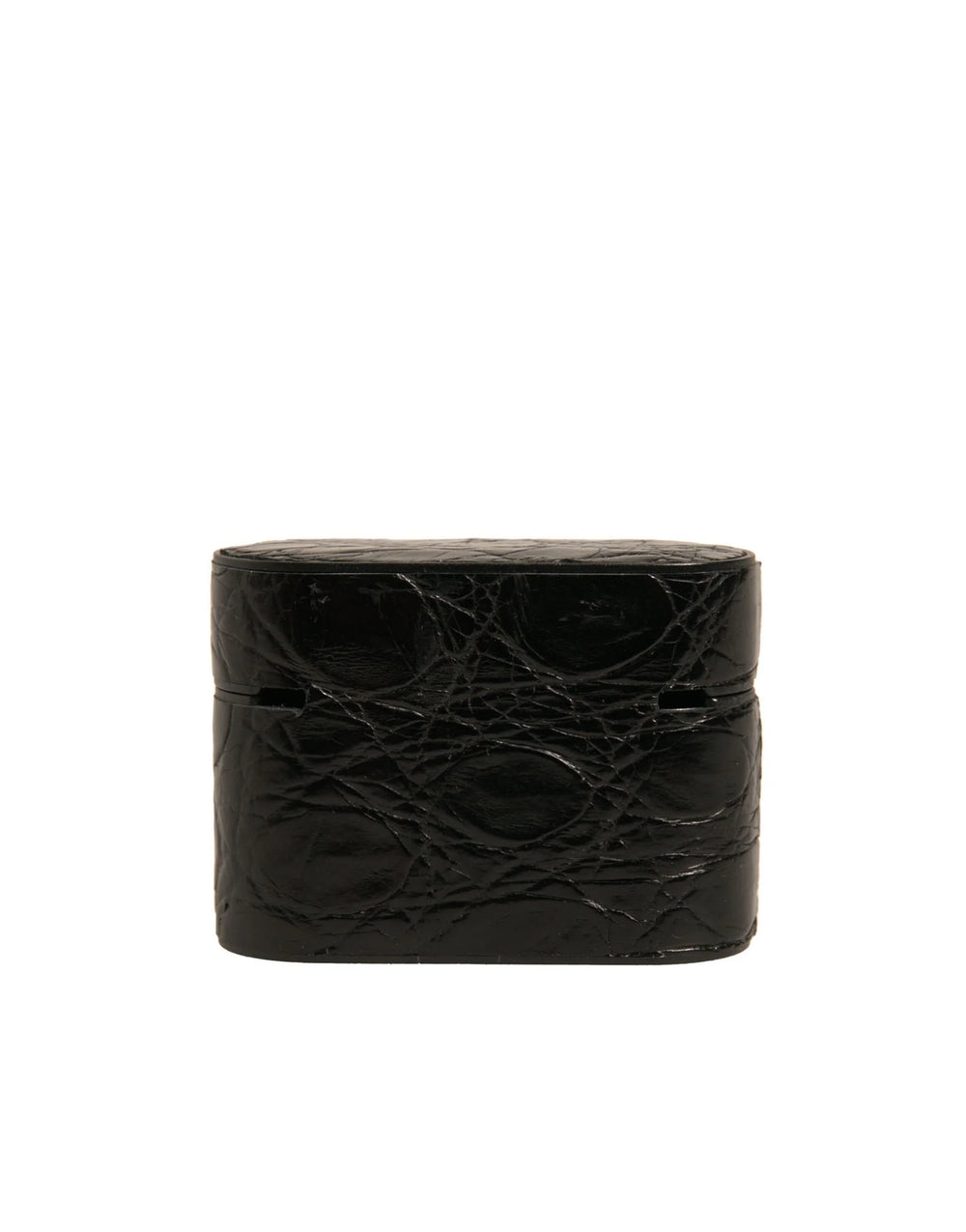 Dolce & Gabbana Black Leather Metal Logo Plaque Holder Airpods Case - Headphone Carrying Cases