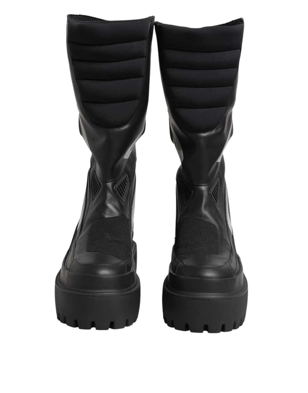 Dolce & Gabbana Black Leather Mid Calf Biker Boots Shoes - EU39/US8.5