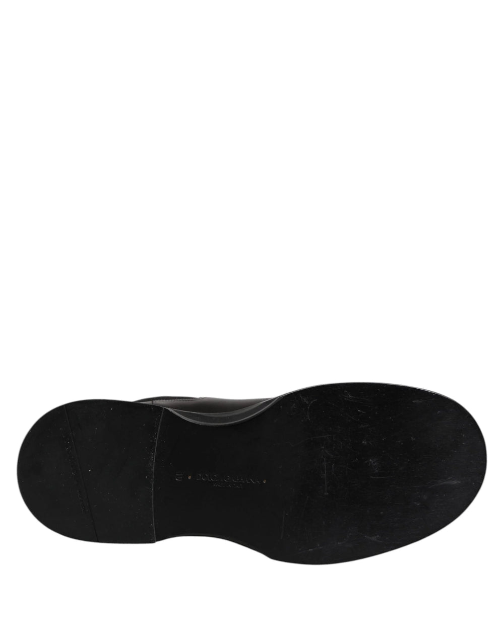 Dolce & Gabbana Black Leather Mid Calf Boots Flats Shoes - EU44/US11