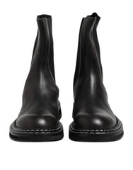 Dolce & Gabbana Black Leather Mid Calf Boots Flats Shoes - EU44/US11 - Boots
