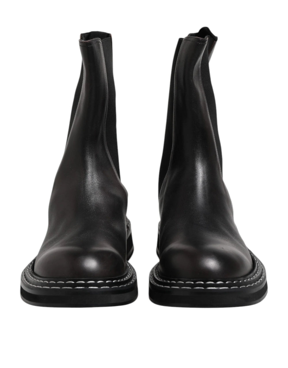 Dolce & Gabbana Black Leather Mid Calf Boots Flats Shoes - EU44/US11