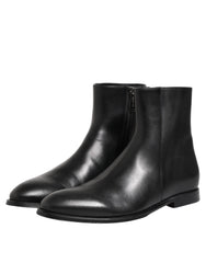 Dolce & Gabbana Black Leather Mid Calf Men Boots Shoes - EU41/US8 - Boots