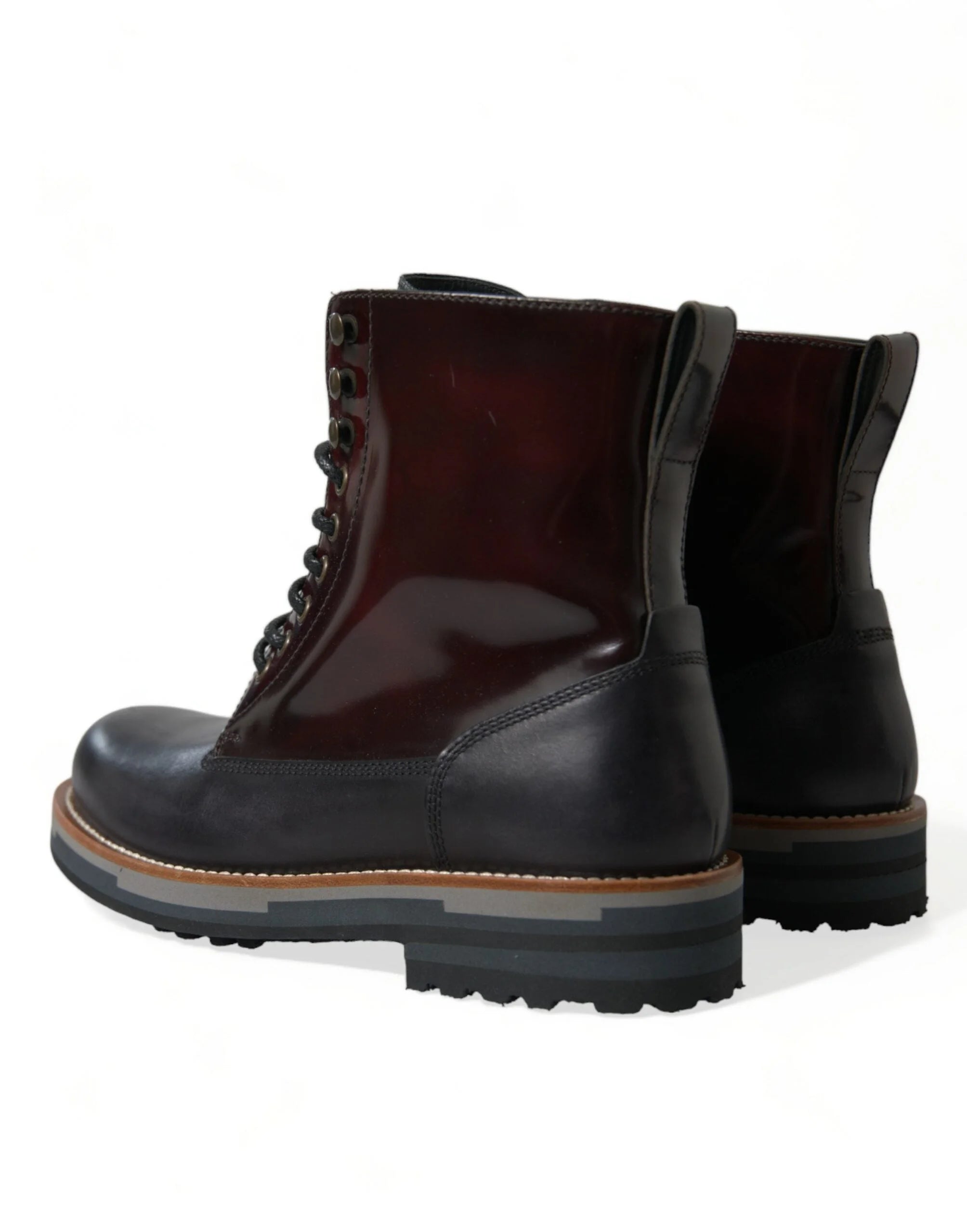 Dolce & Gabbana Black Leather Military Combat Boots Shoes - EU41.5/US8.5