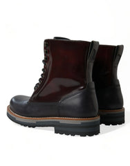 Dolce & Gabbana Black Leather Military Combat Boots Shoes - EU41.5/US8.5
