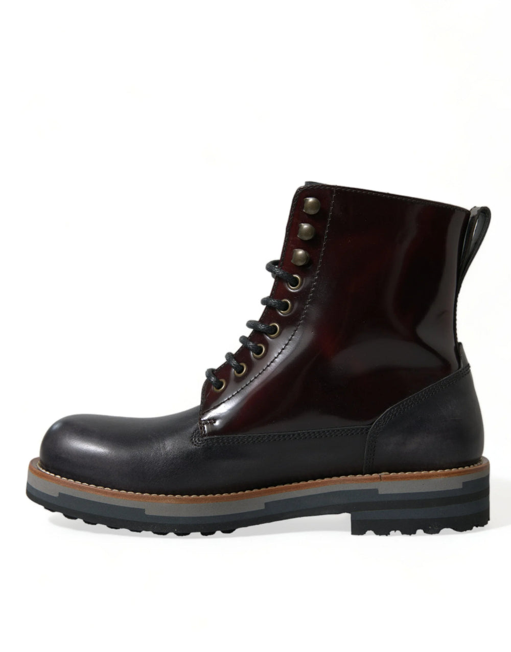Dolce & Gabbana Black Leather Military Combat Boots Shoes - EU41.5/US8.5
