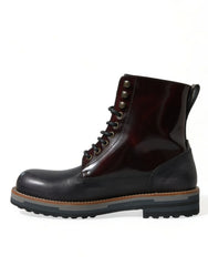 Dolce & Gabbana Black Leather Military Combat Boots Shoes - EU41.5/US8.5