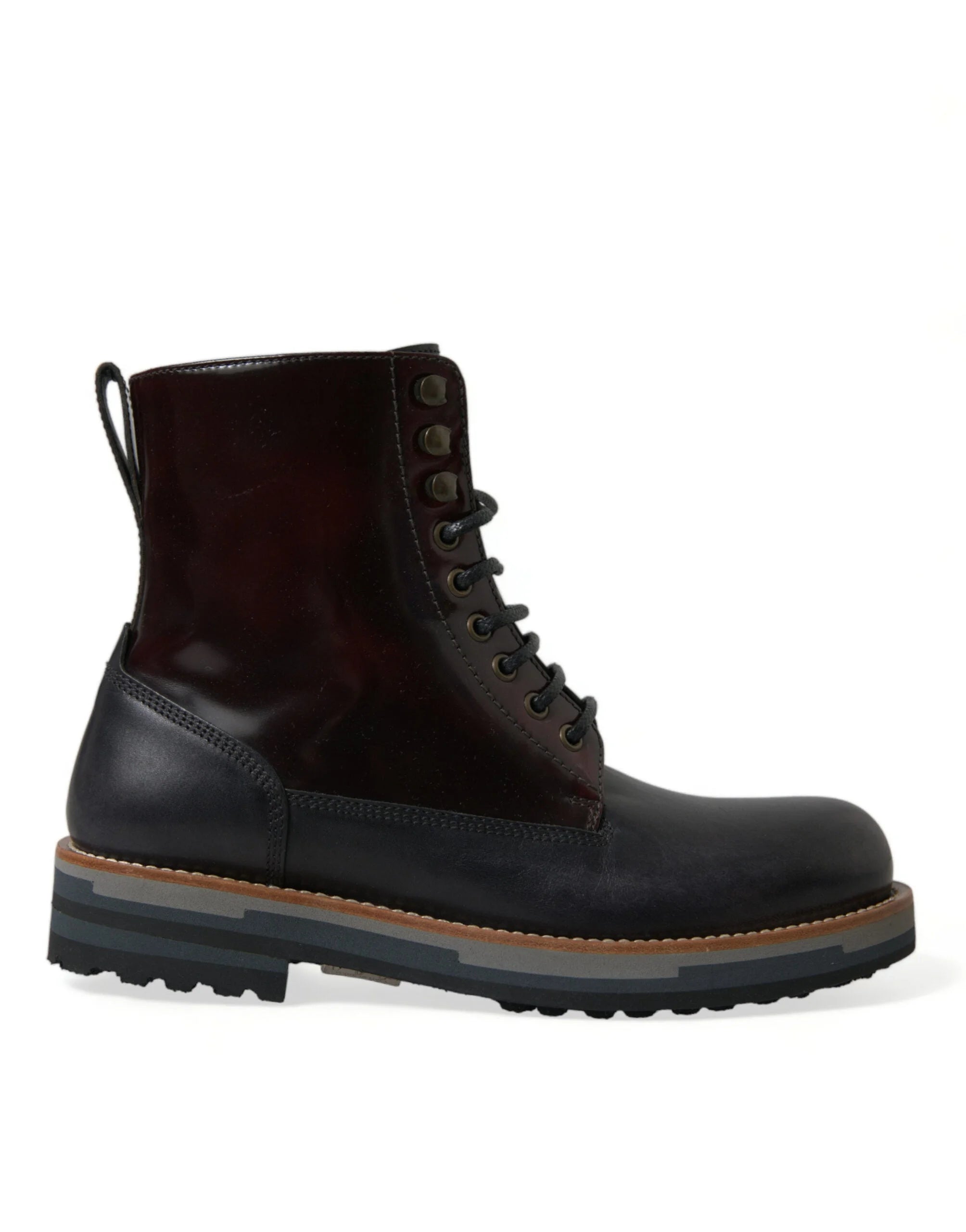 Dolce & Gabbana Black Leather Military Combat Boots Shoes - EU41.5/US8.5