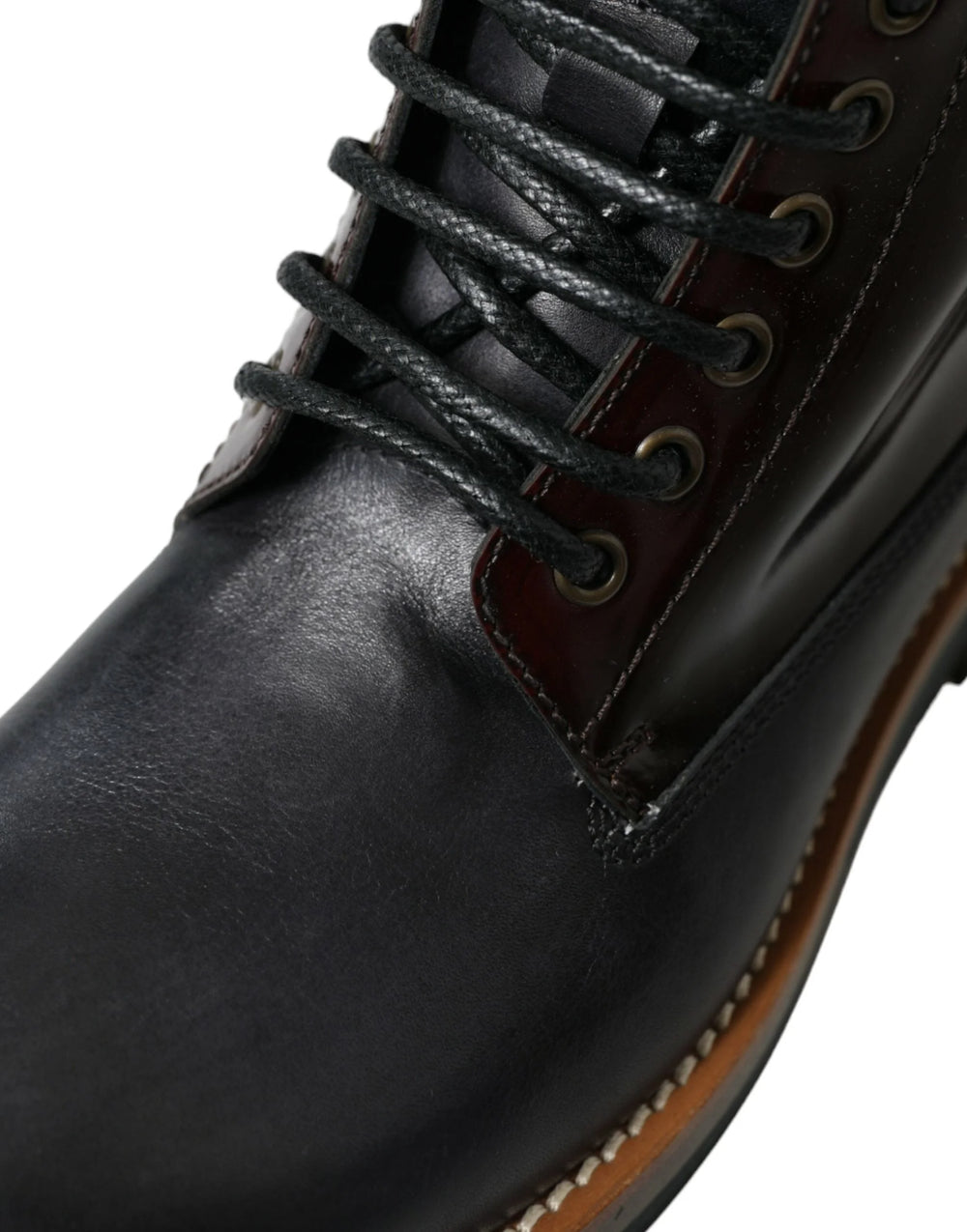 Dolce & Gabbana Black Leather Military Combat Boots Shoes - EU41.5/US8.5