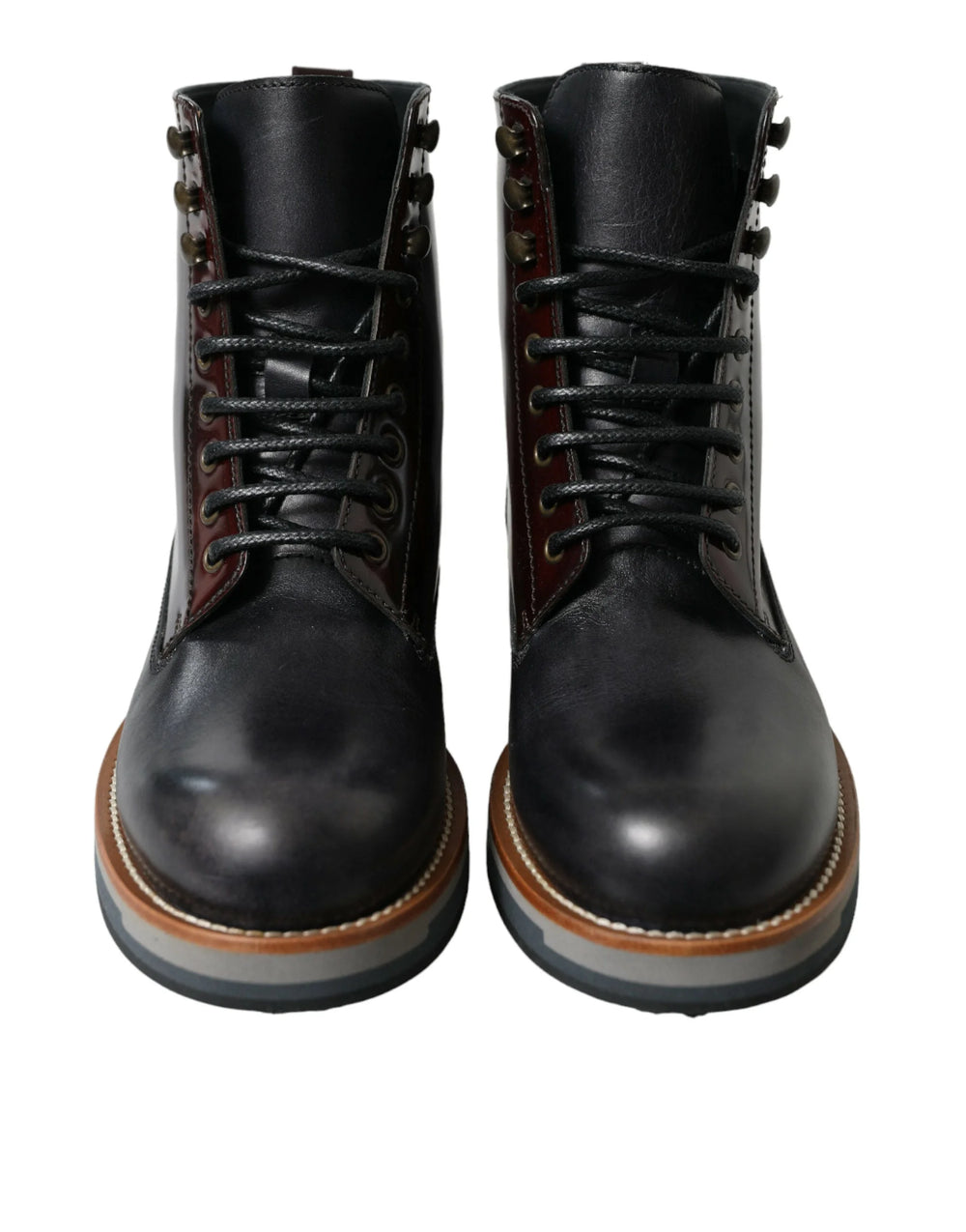 Dolce & Gabbana Black Leather Military Combat Boots Shoes - EU41.5/US8.5