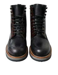 Dolce & Gabbana Black Leather Military Combat Boots Shoes - EU41.5/US8.5