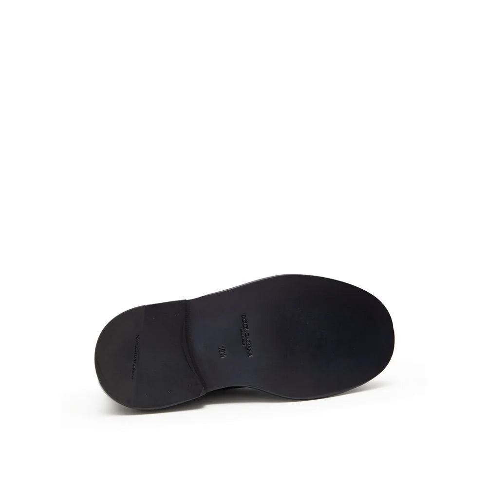 Dolce & Gabbana Black Leather Moccassin - EU44.5/US11.5