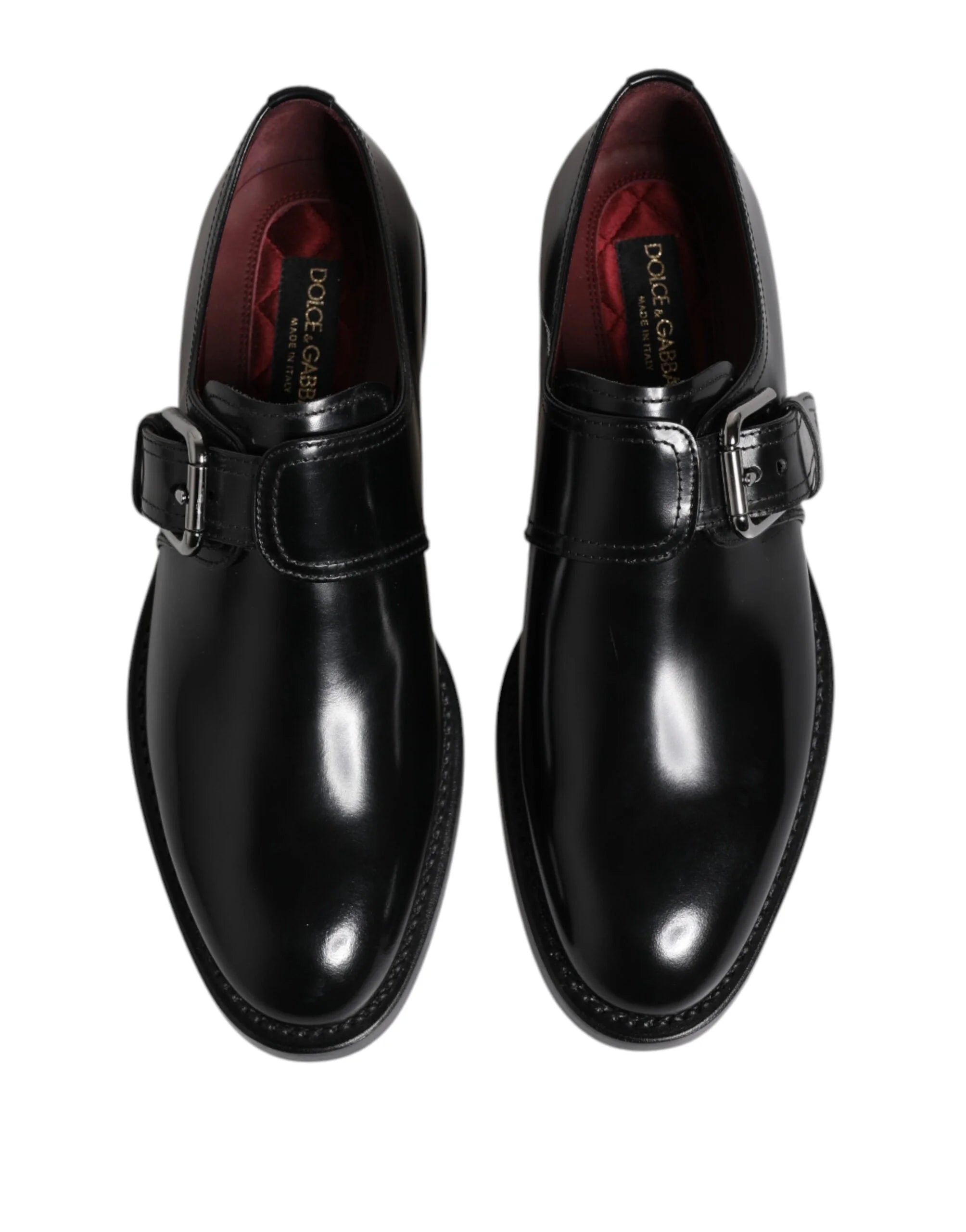 Dolce & Gabbana Black Leather Monk Strap Derby Formal Shoes - Shoes
