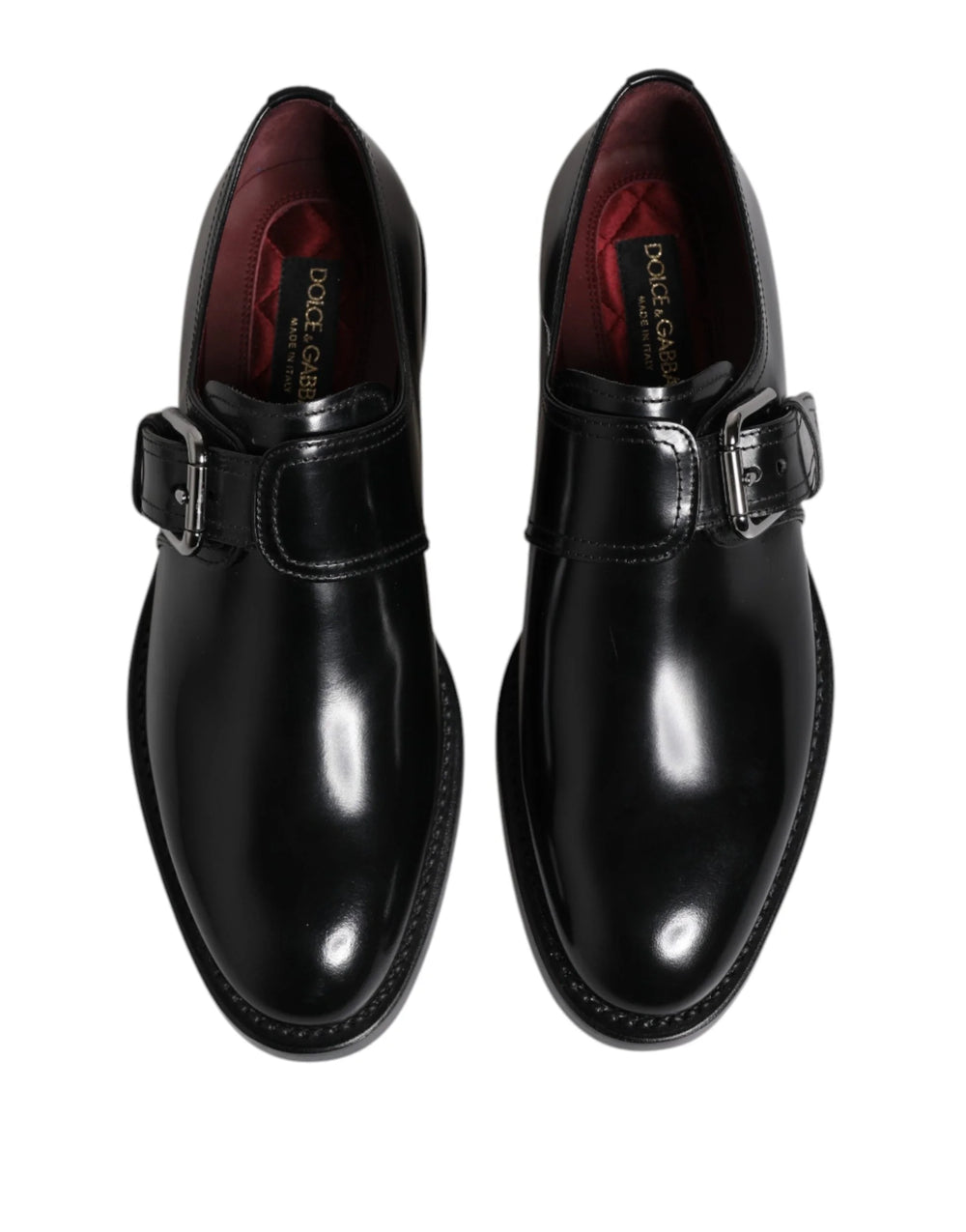 Dolce & Gabbana Black Leather Monk Strap Derby Formal Shoes - Shoes