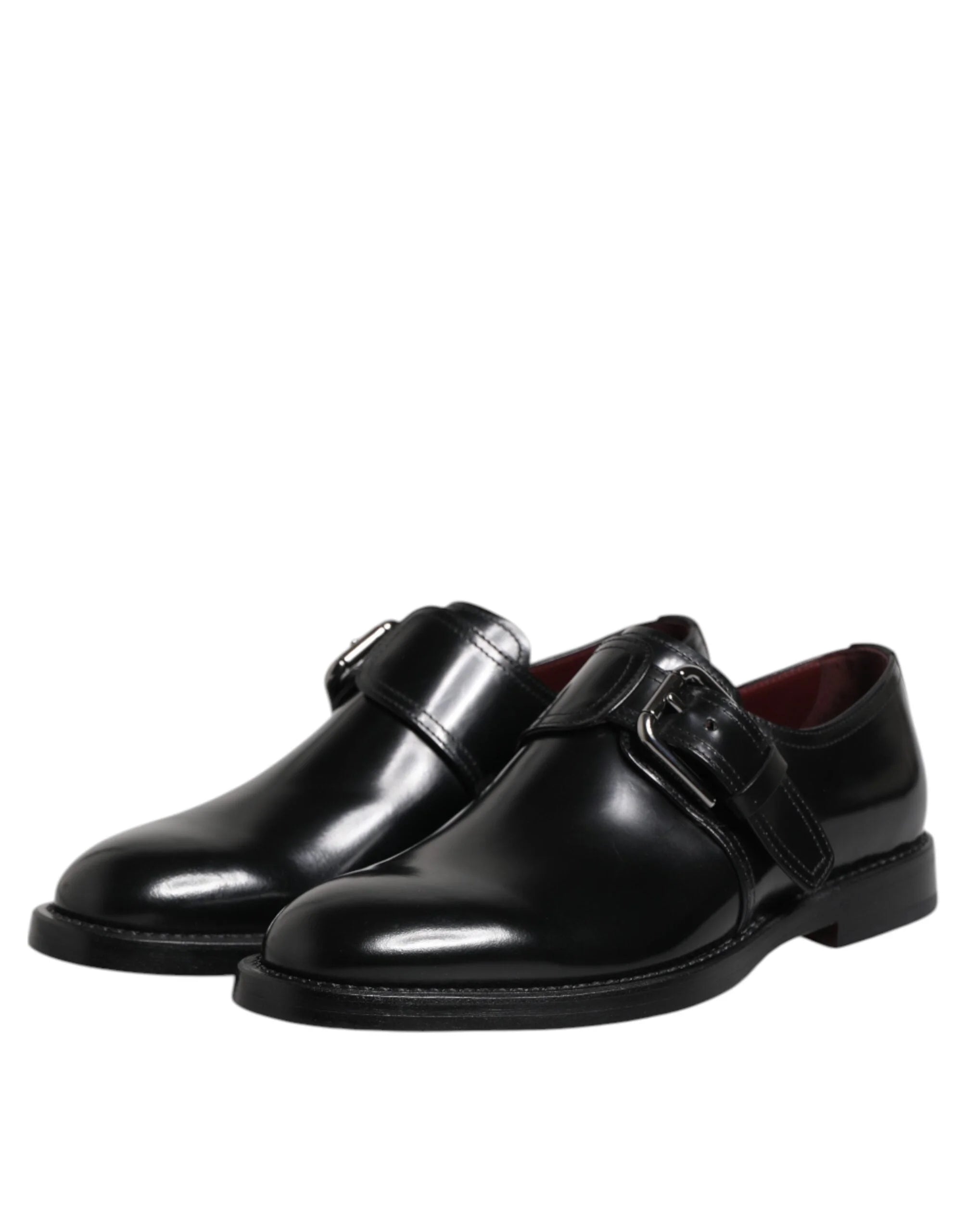 Dolce & Gabbana Black Leather Monk Strap Derby Formal Shoes - Shoes