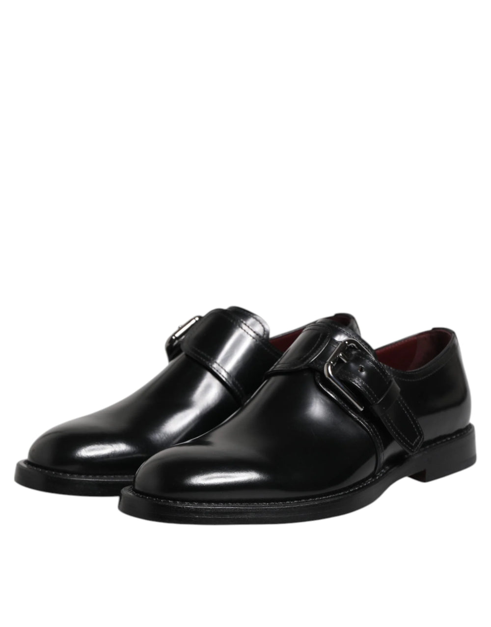 Dolce & Gabbana Black Leather Monk Strap Derby Formal Shoes - Shoes