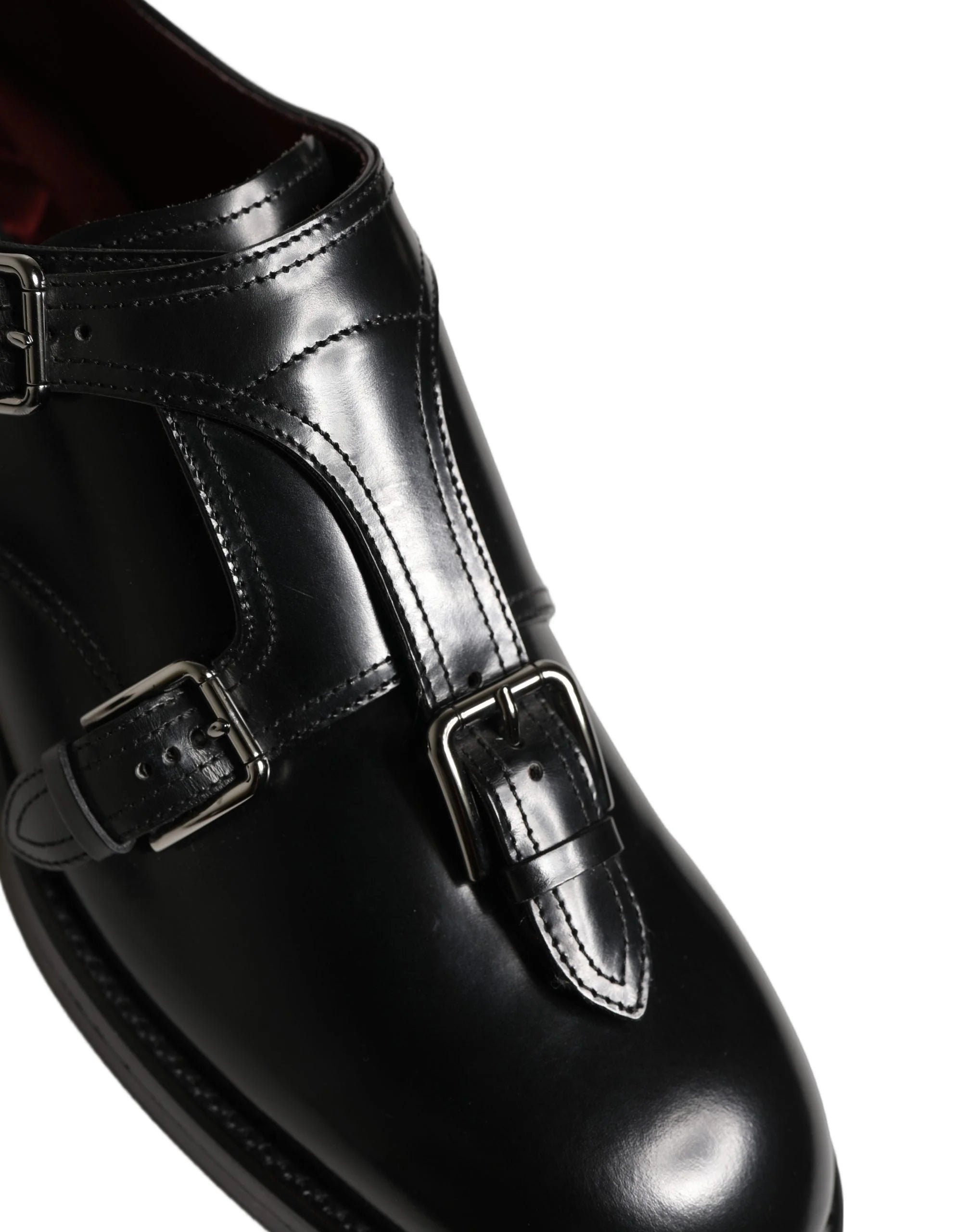 Dolce & Gabbana Black Leather Monk Strap Formal Dress Shoes - EU42/US9