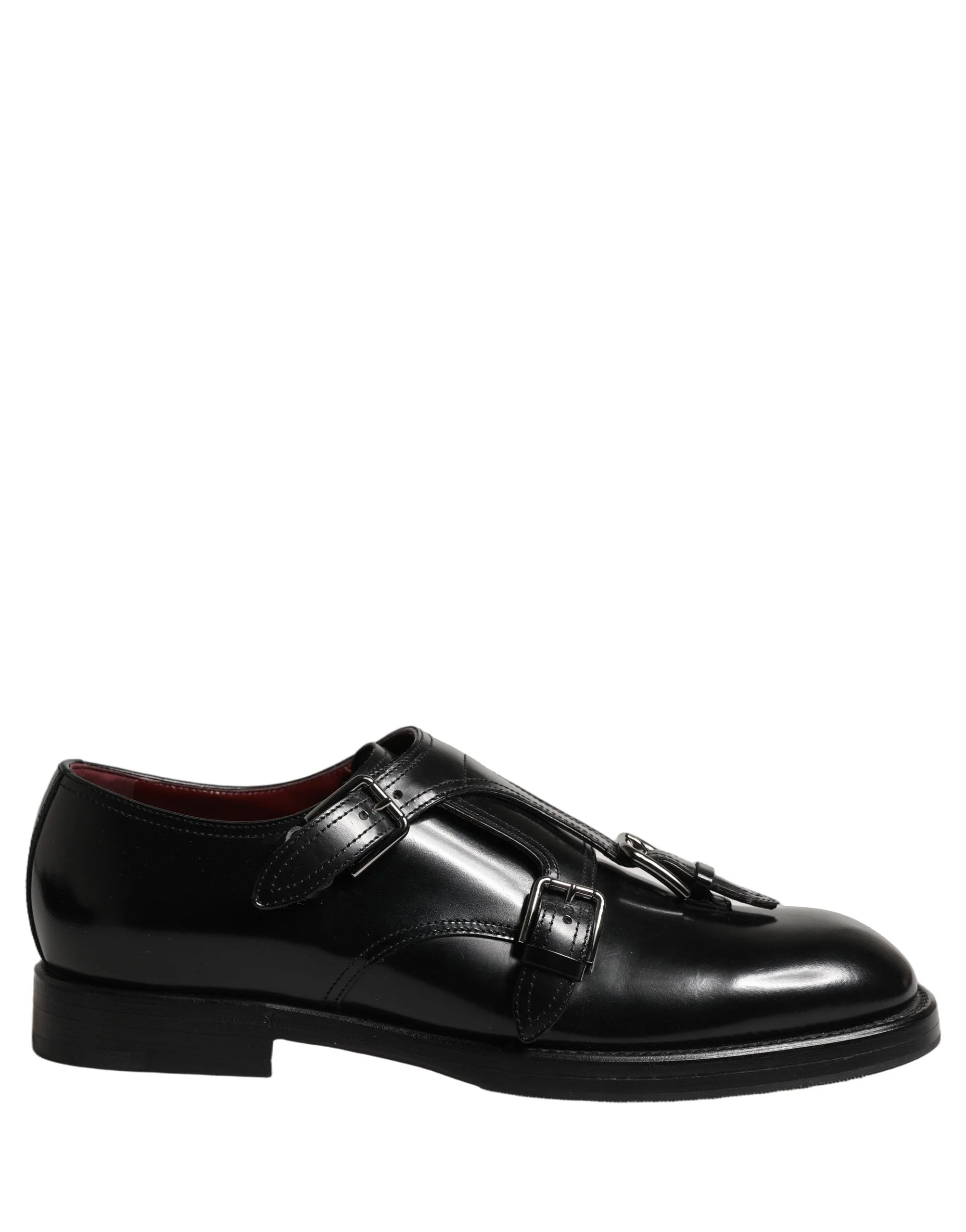 Dolce & Gabbana Black Leather Monk Strap Formal Dress Shoes - EU42/US9