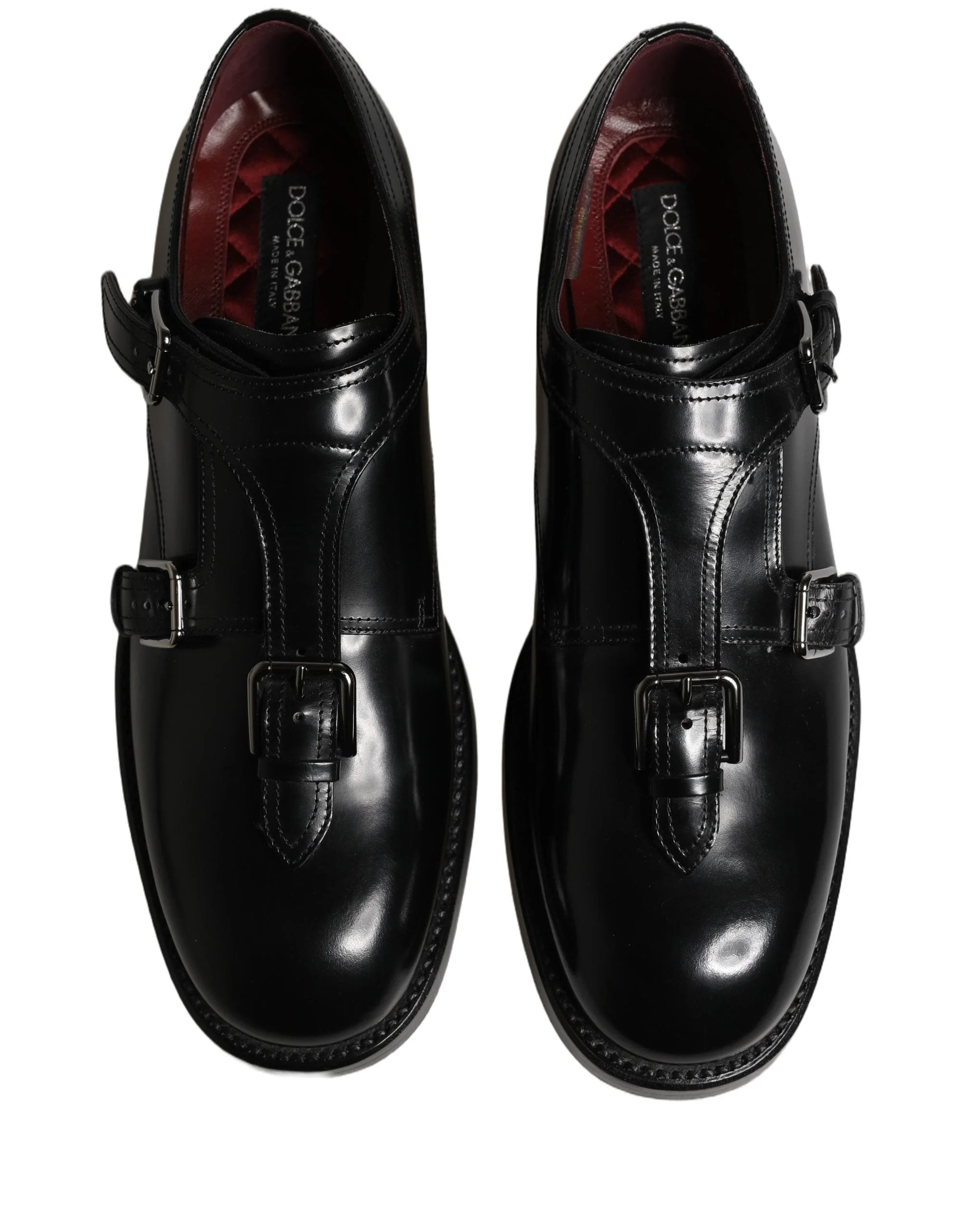Dolce & Gabbana Black Leather Monk Strap Formal Dress Shoes - EU42/US9