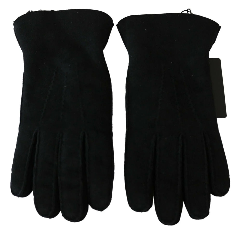 Dolce & Gabbana Black Leather Motorcycle Biker Mitten Gloves - 8.5|S - Gloves & Mittens