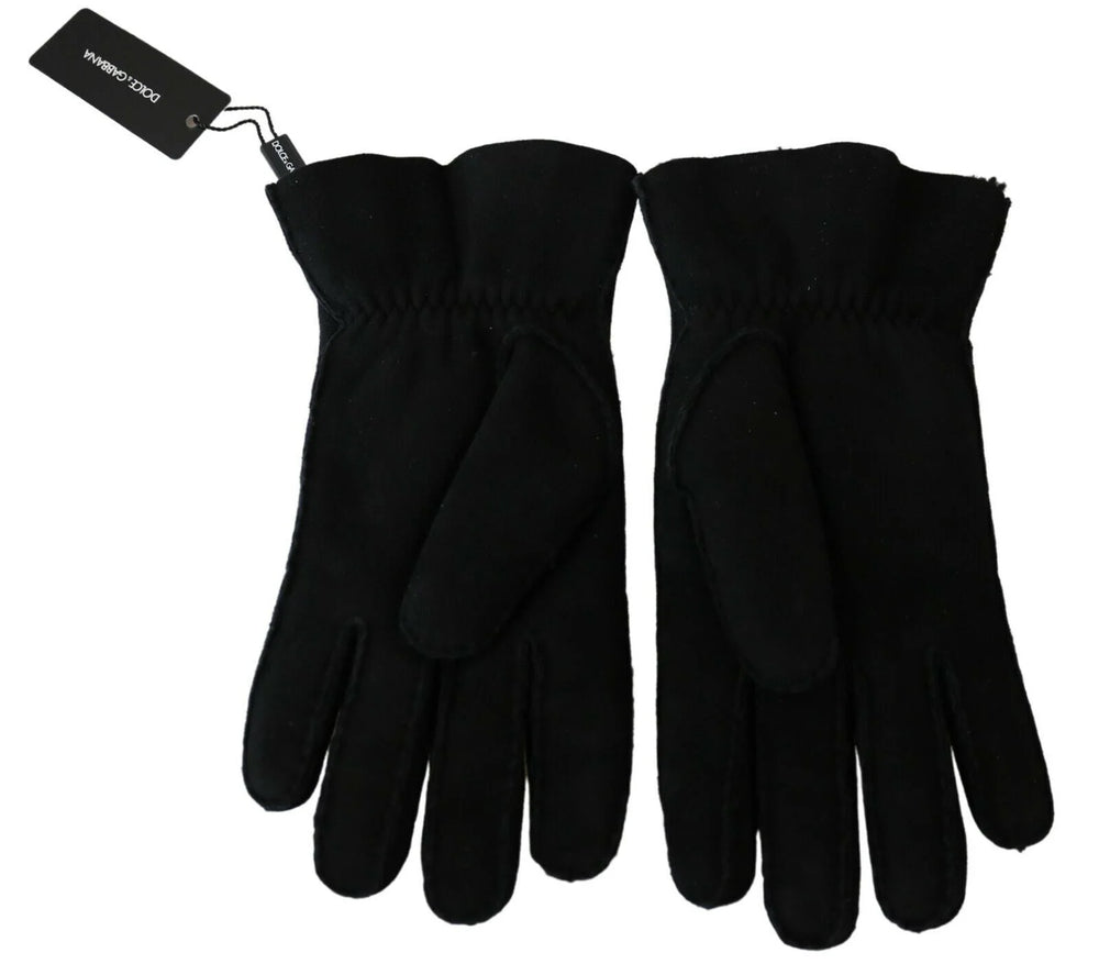 Dolce & Gabbana Black Leather Motorcycle Biker Mitten Gloves - 8.5|S - Gloves & Mittens