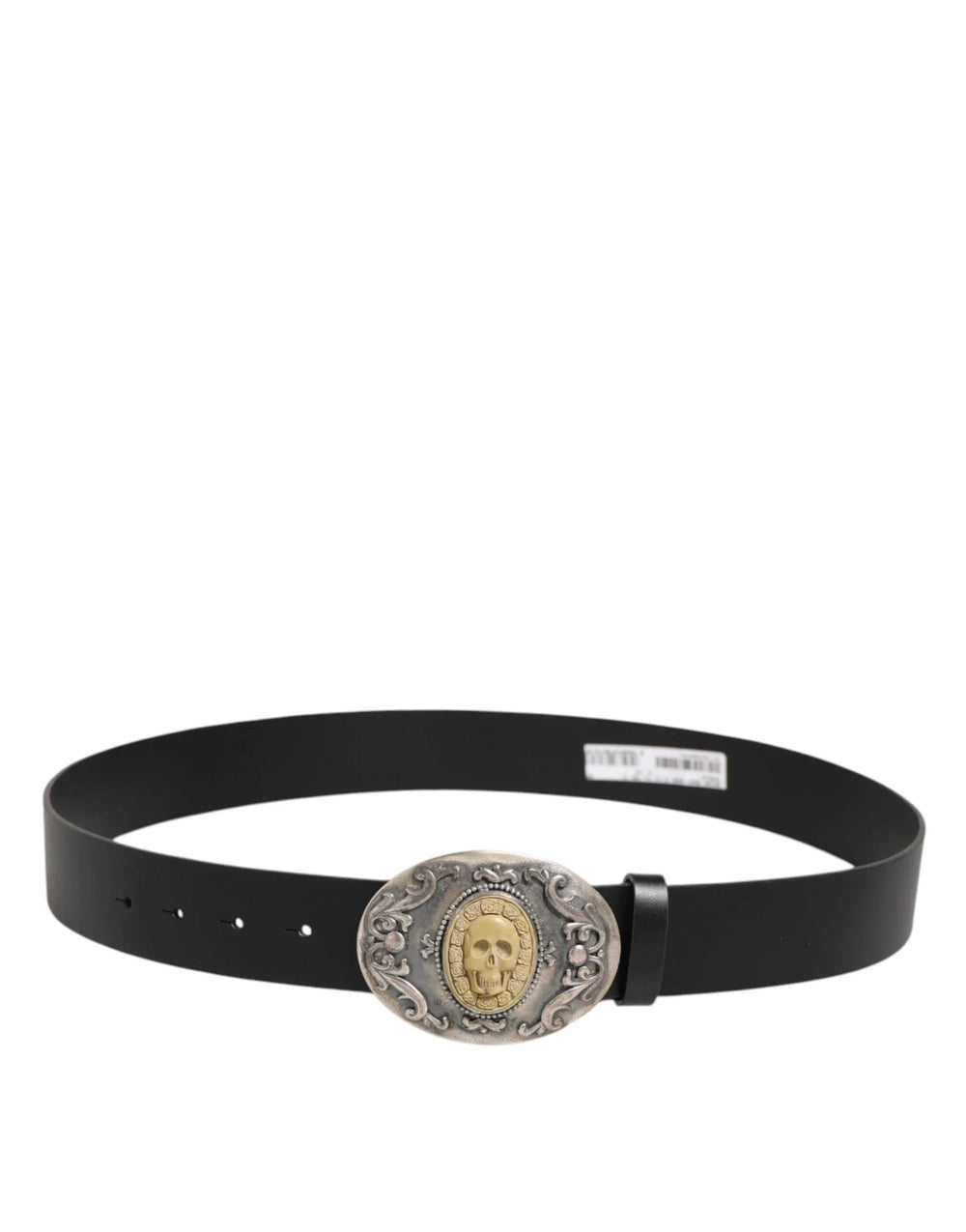 Dolce & Gabbana Black Leather Ornate Metal Buckle Men Belt - 100 cm / 40 Inches