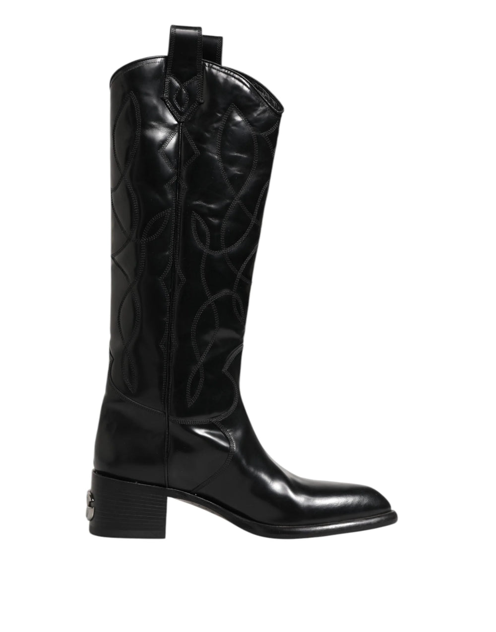 Dolce & Gabbana Black Leather Over The Calf Biker Boots Shoes - EU44/US11 - Boots