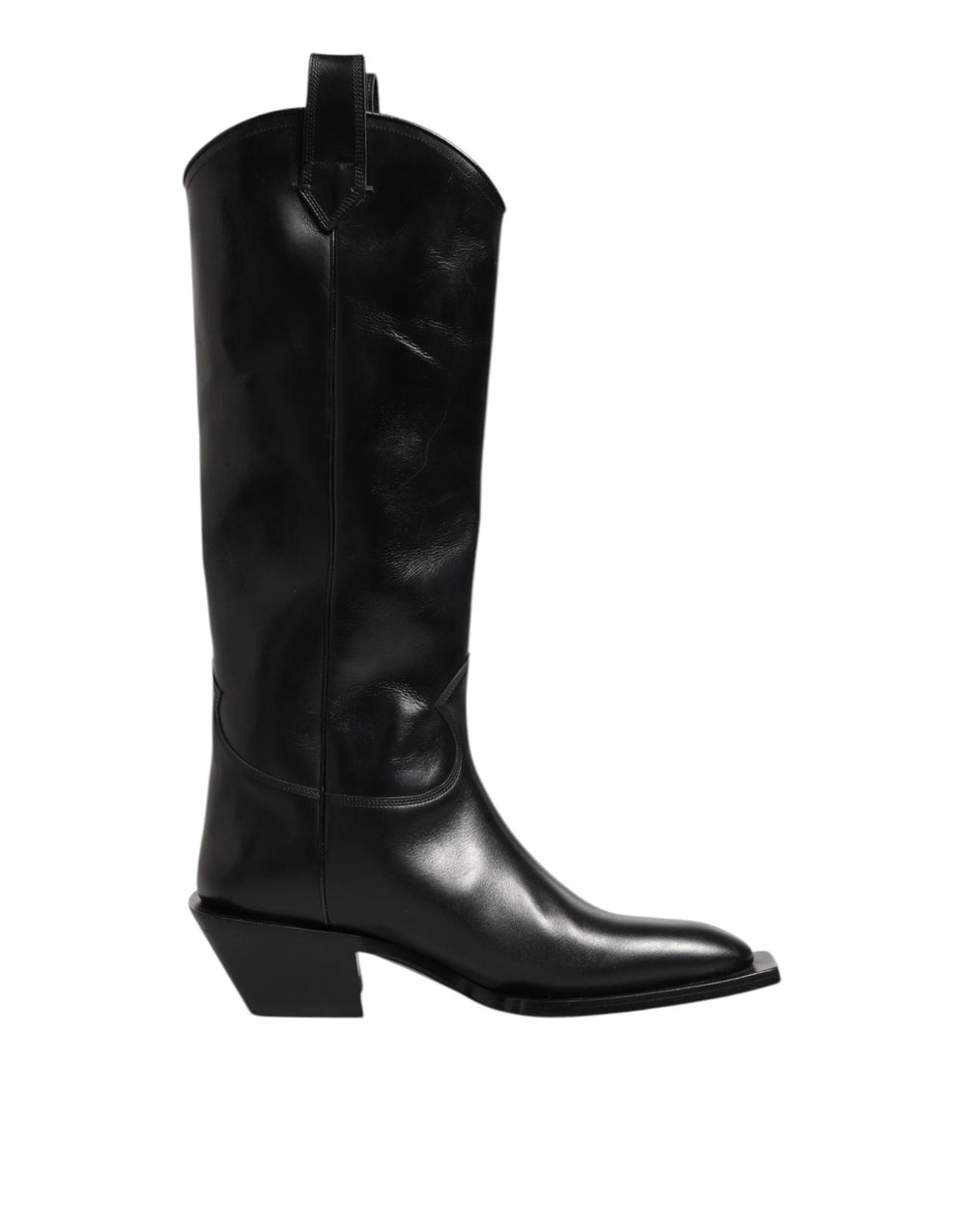 Dolce & Gabbana Black Leather Over The Calf Biker Boots Shoes - EU44/US11 - Boots