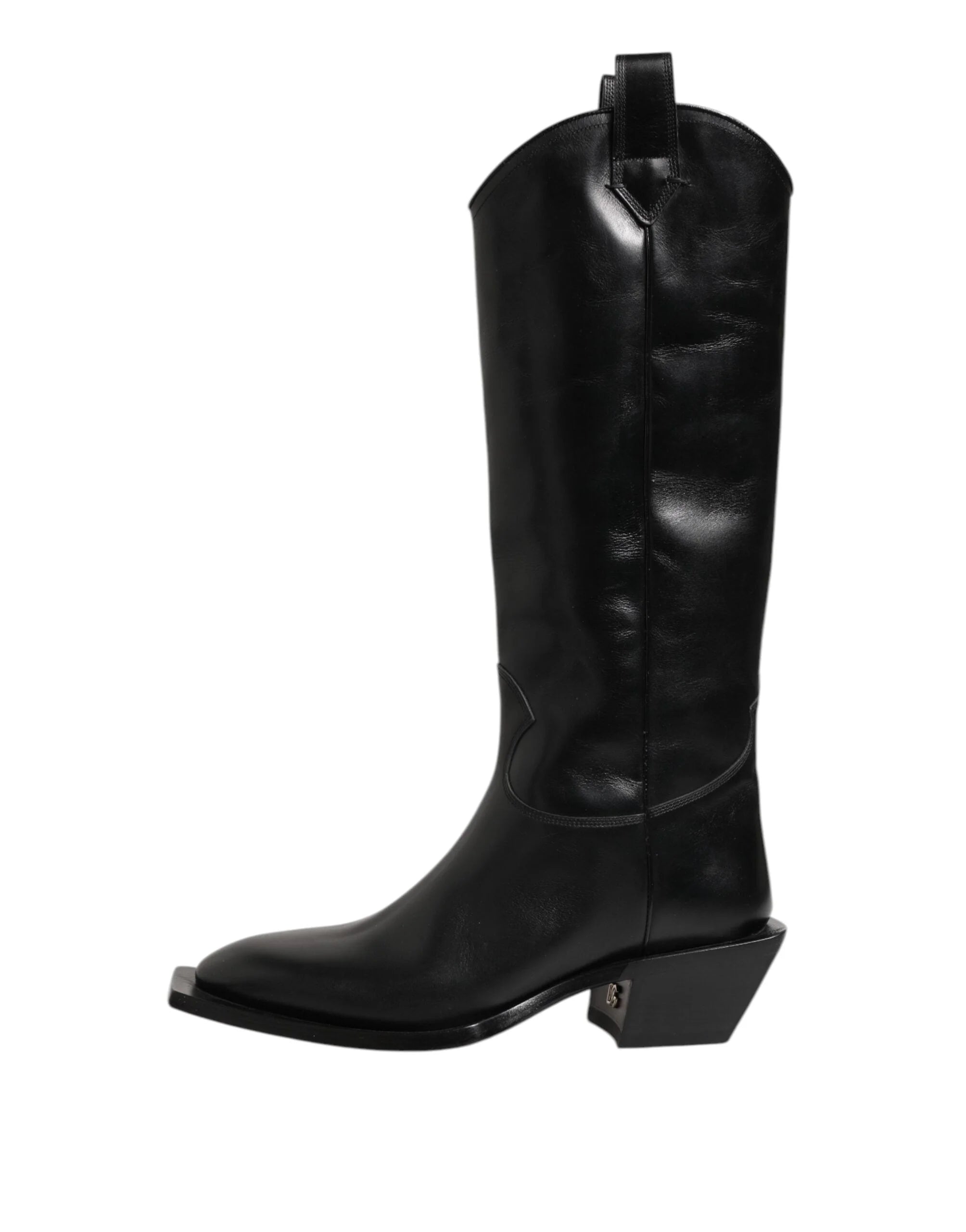 Dolce & Gabbana Black Leather Over The Calf Biker Boots Shoes - EU44/US11 - Boots