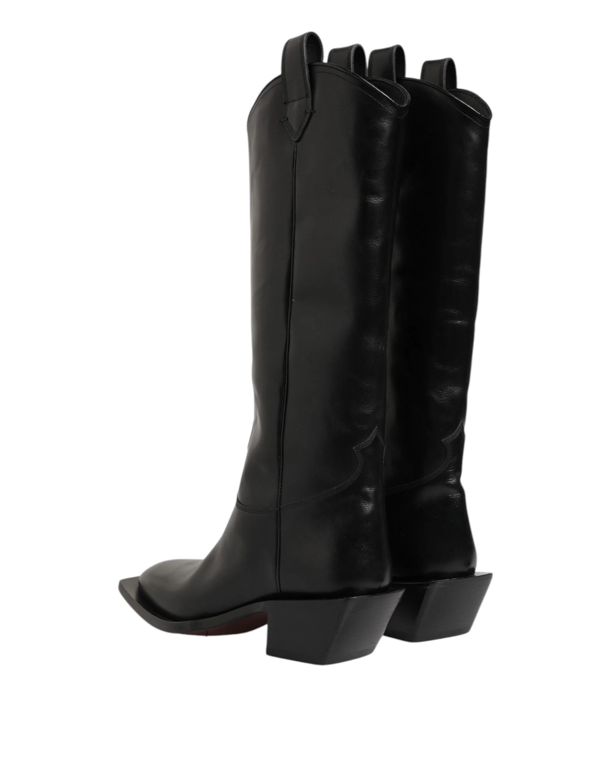 Dolce & Gabbana Black Leather Over The Calf Biker Boots Shoes - EU44/US11 - Boots