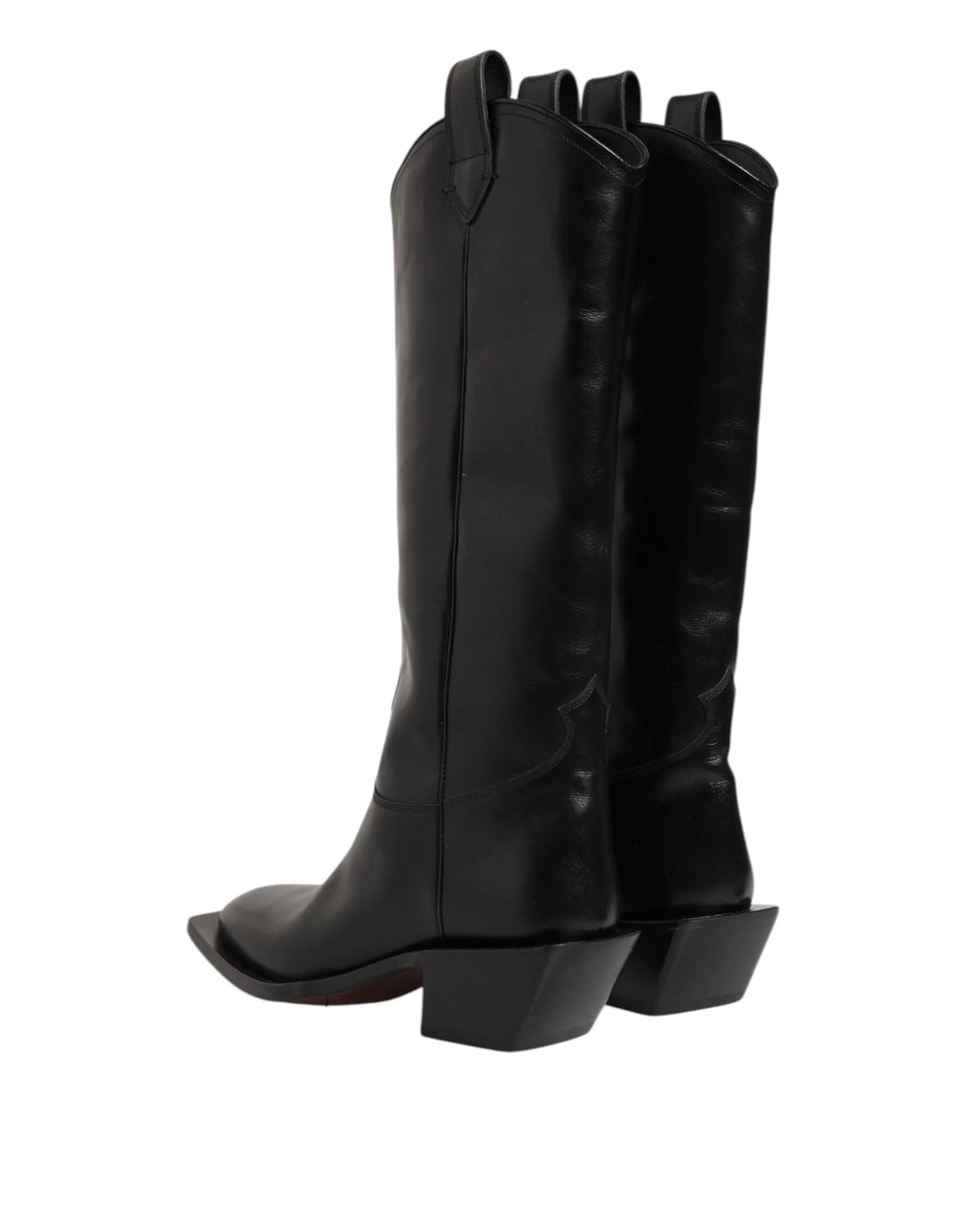 Dolce & Gabbana Black Leather Over The Calf Biker Boots Shoes - EU44/US11 - Boots