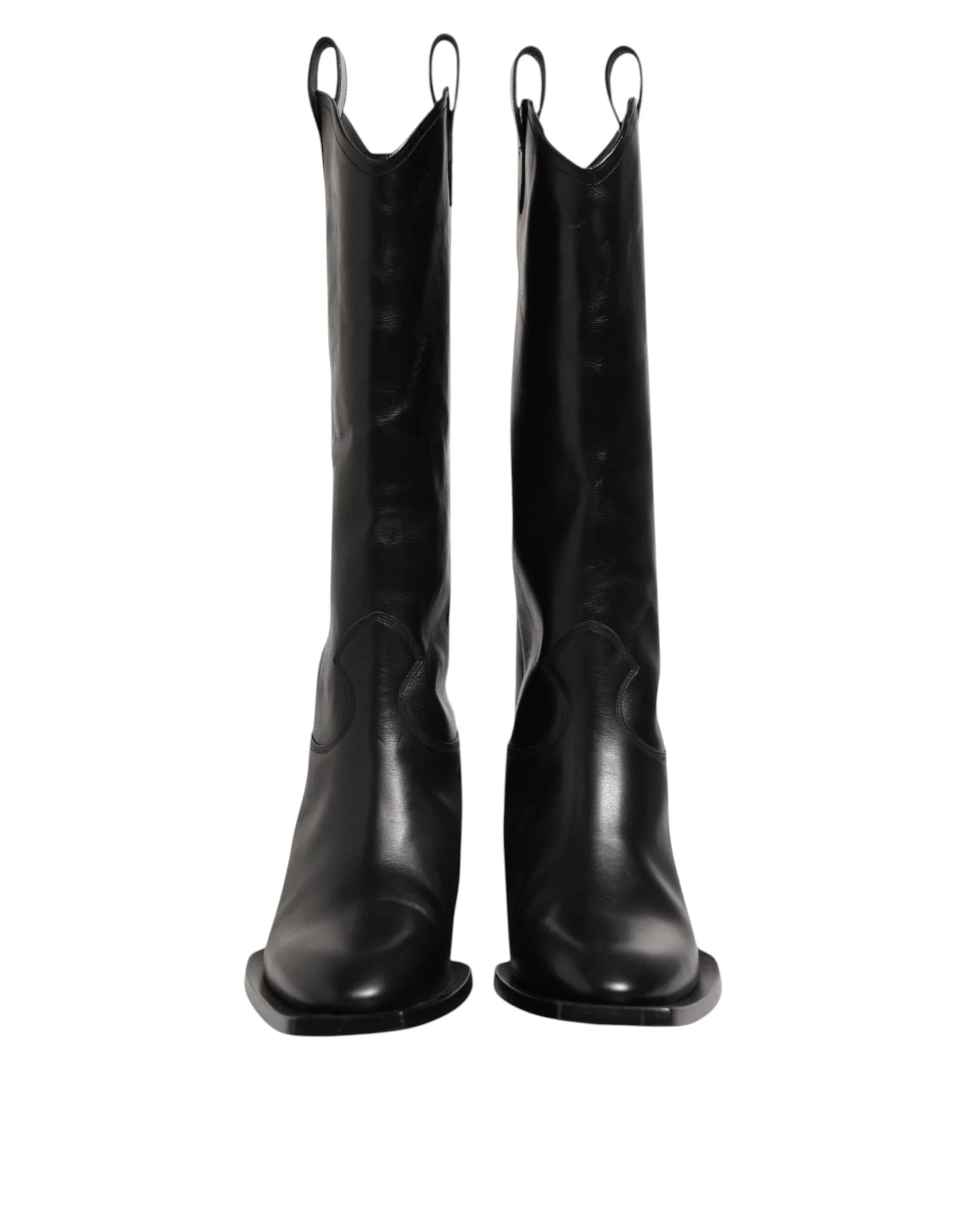 Dolce & Gabbana Black Leather Over The Calf Biker Boots Shoes - EU44/US11 - Boots