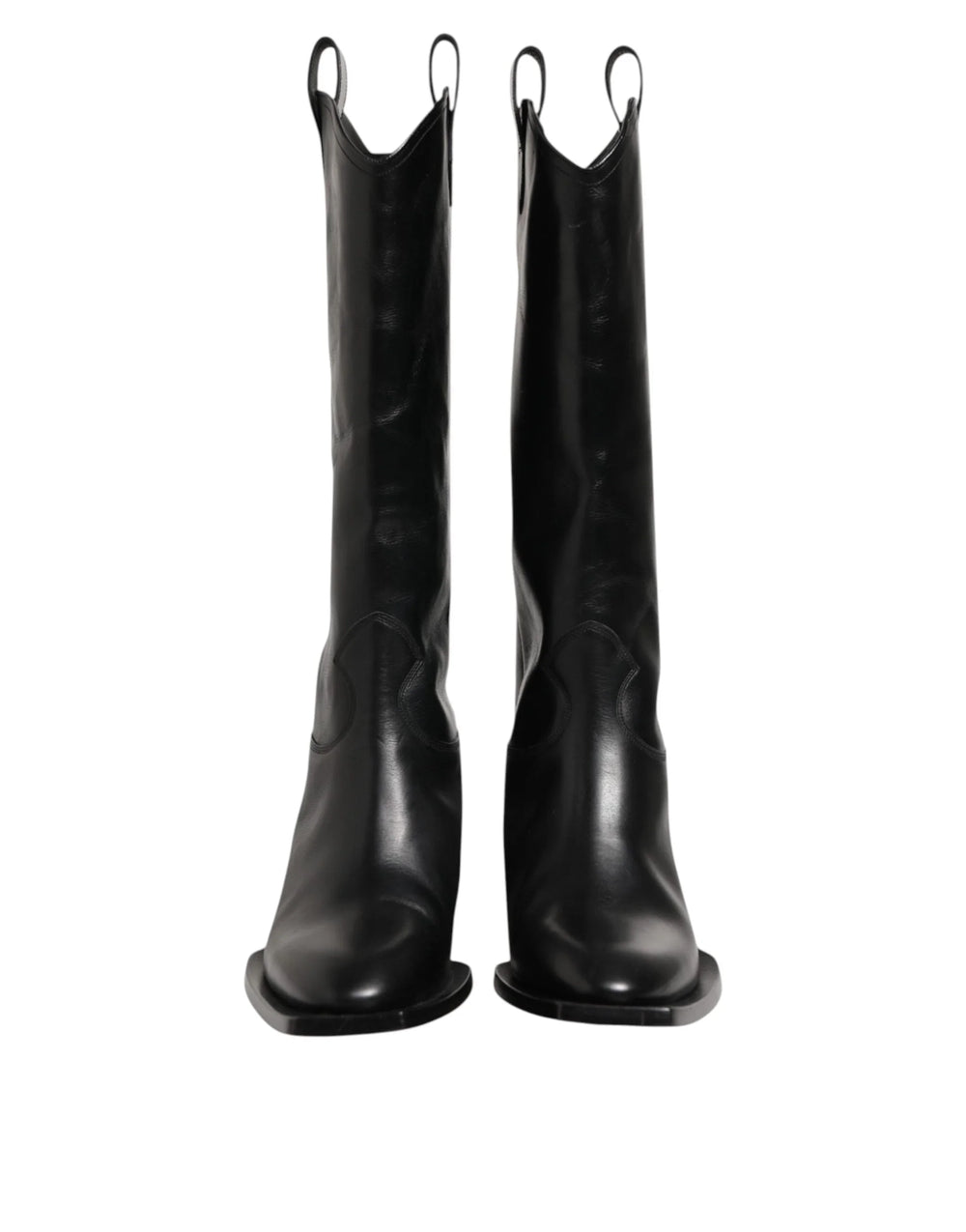Dolce & Gabbana Black Leather Over The Calf Biker Boots Shoes - EU44/US11 - Boots