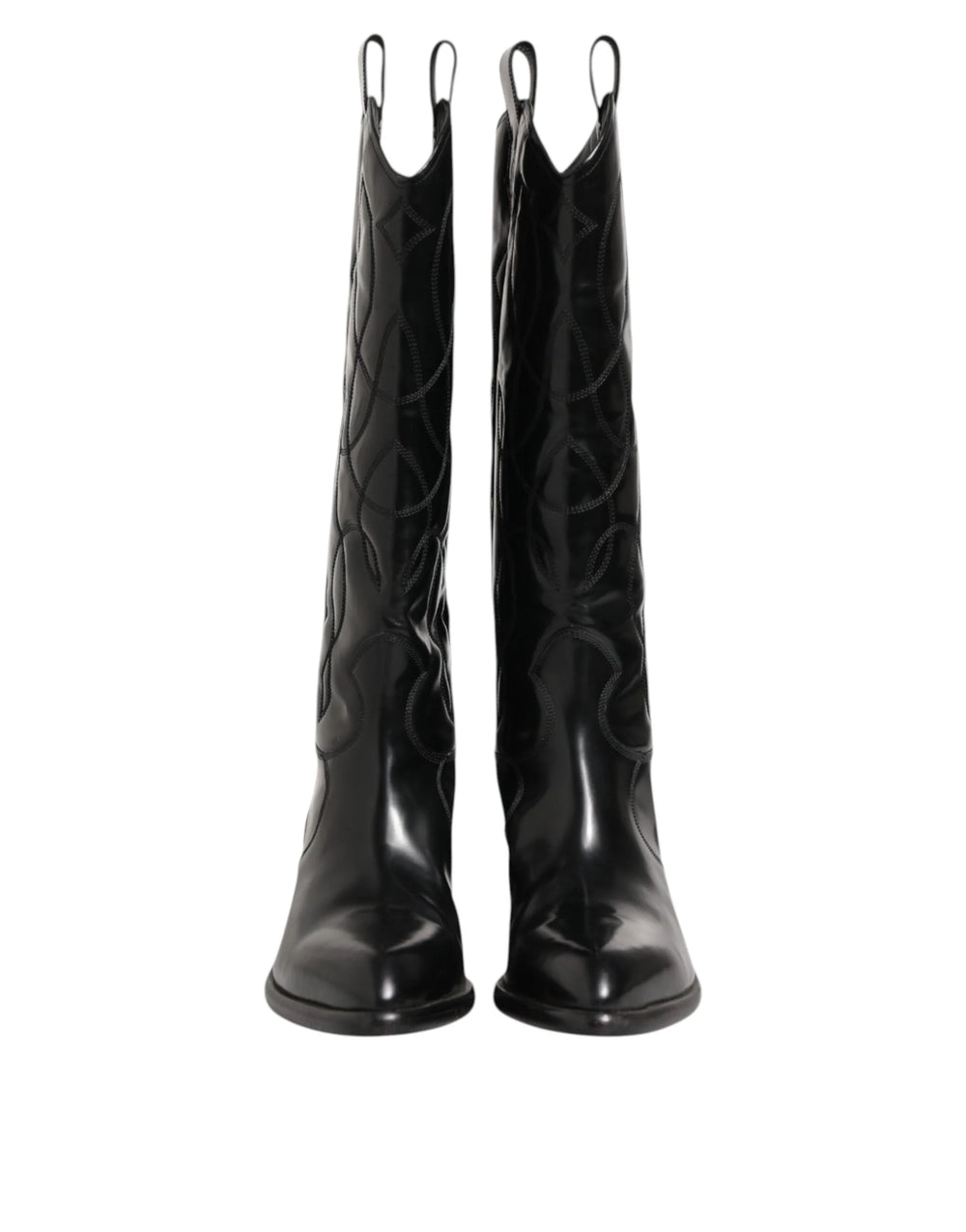 Dolce & Gabbana Black Leather Over The Calf Biker Boots Shoes - EU44/US11 - Boots
