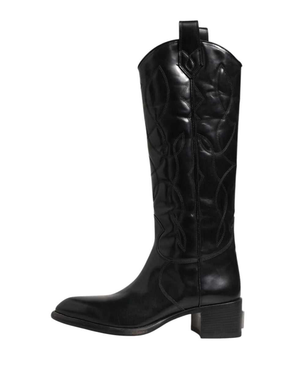 Dolce & Gabbana Black Leather Over The Calf Biker Boots Shoes - EU44/US11 - Boots
